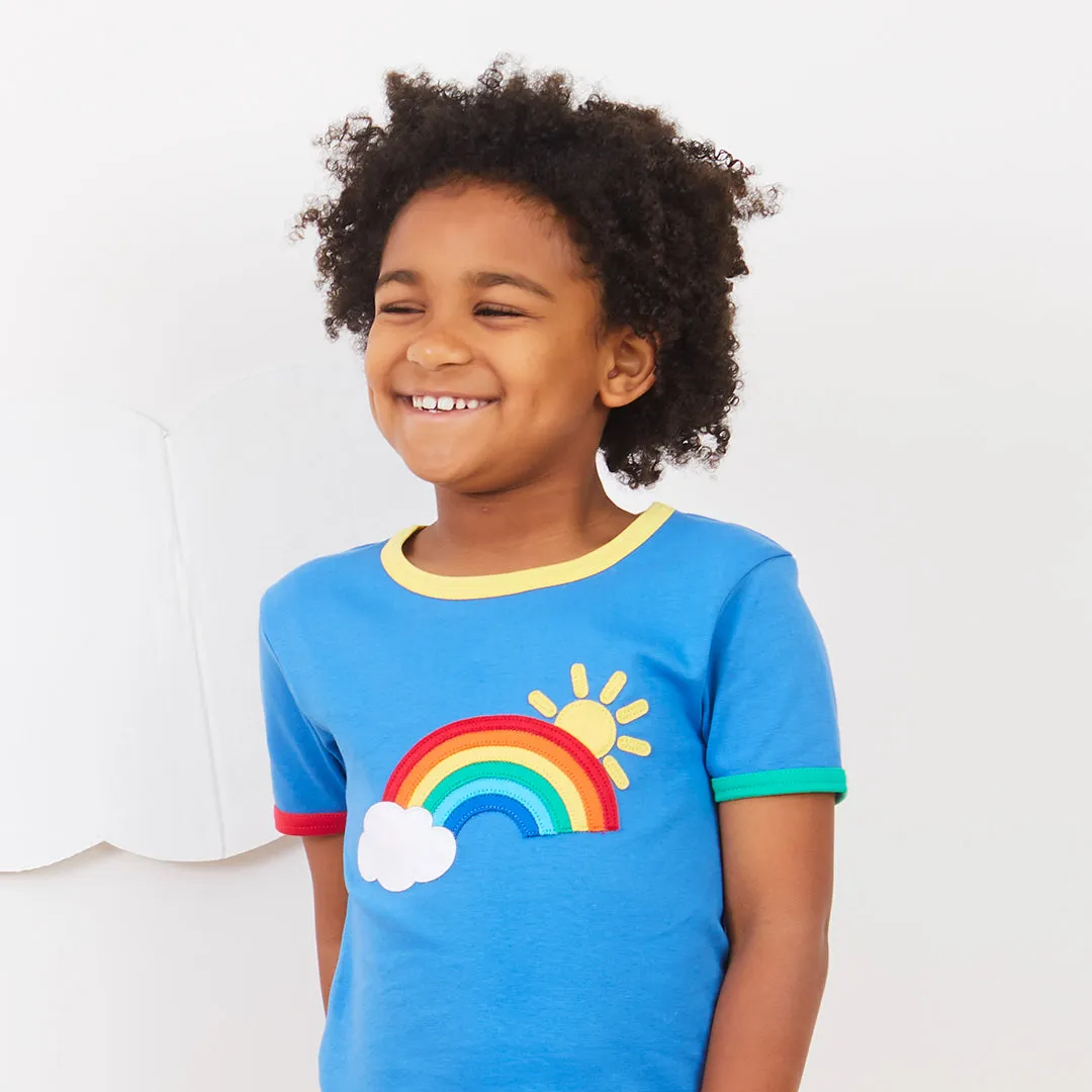 Rainbow Sun Cloud Applique T-Shirt
