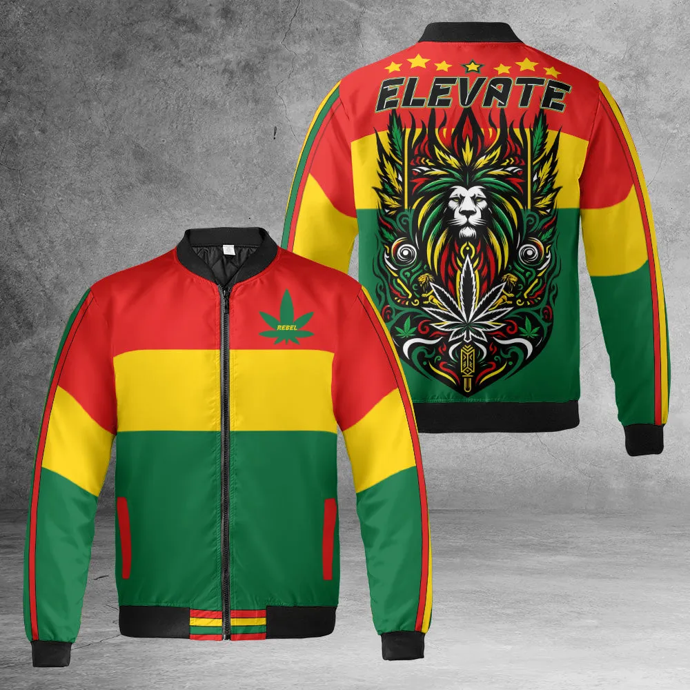 Rasta Cannabis Quilted Bomber Jacket