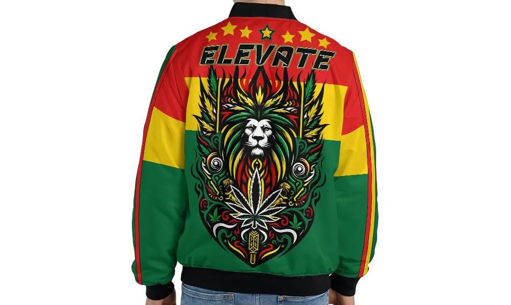 Rasta Cannabis Quilted Bomber Jacket