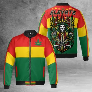 Rasta Cannabis Quilted Bomber Jacket