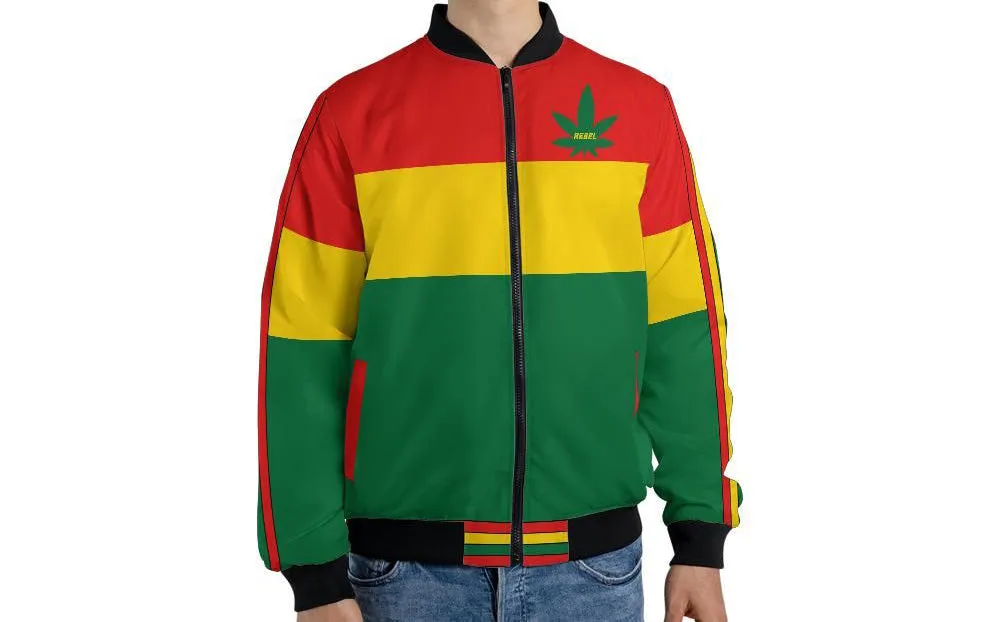 Rasta Cannabis Quilted Bomber Jacket
