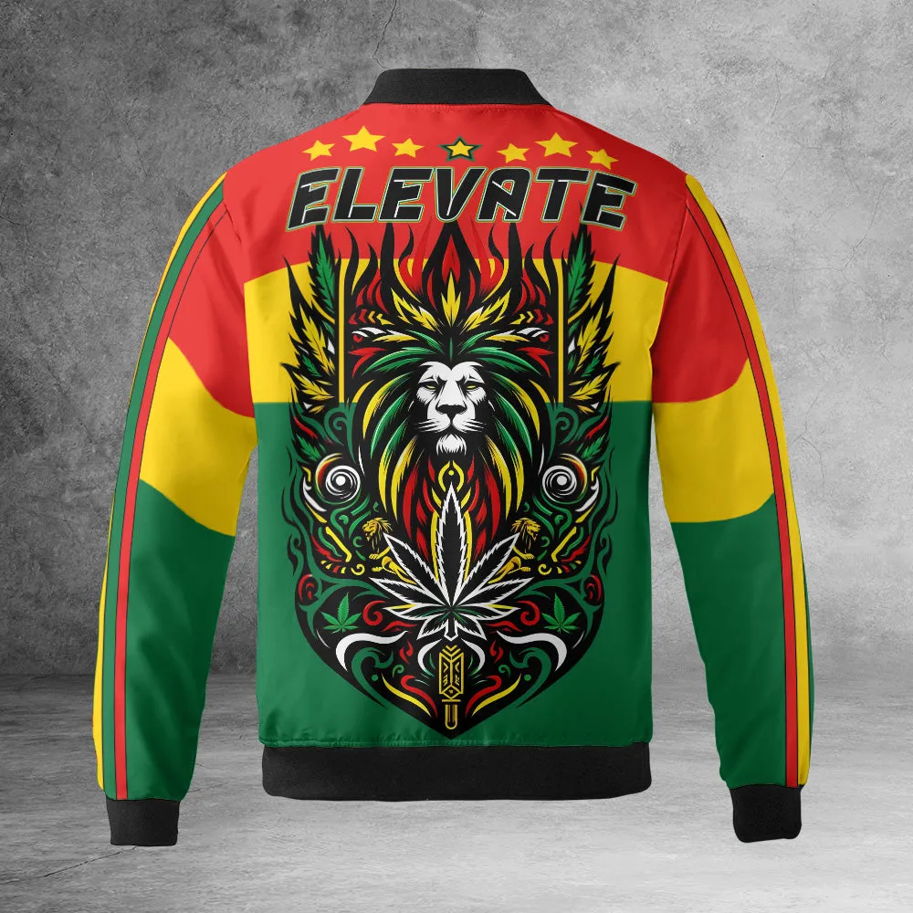 Rasta Cannabis Quilted Bomber Jacket