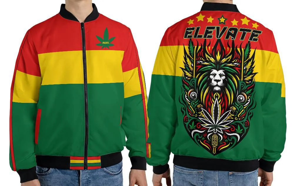 Rasta Cannabis Quilted Bomber Jacket