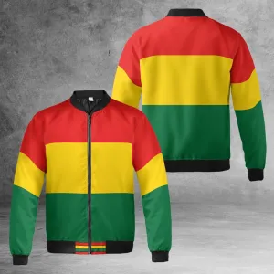 Rasta Stripes Quilted Bomber Jacket