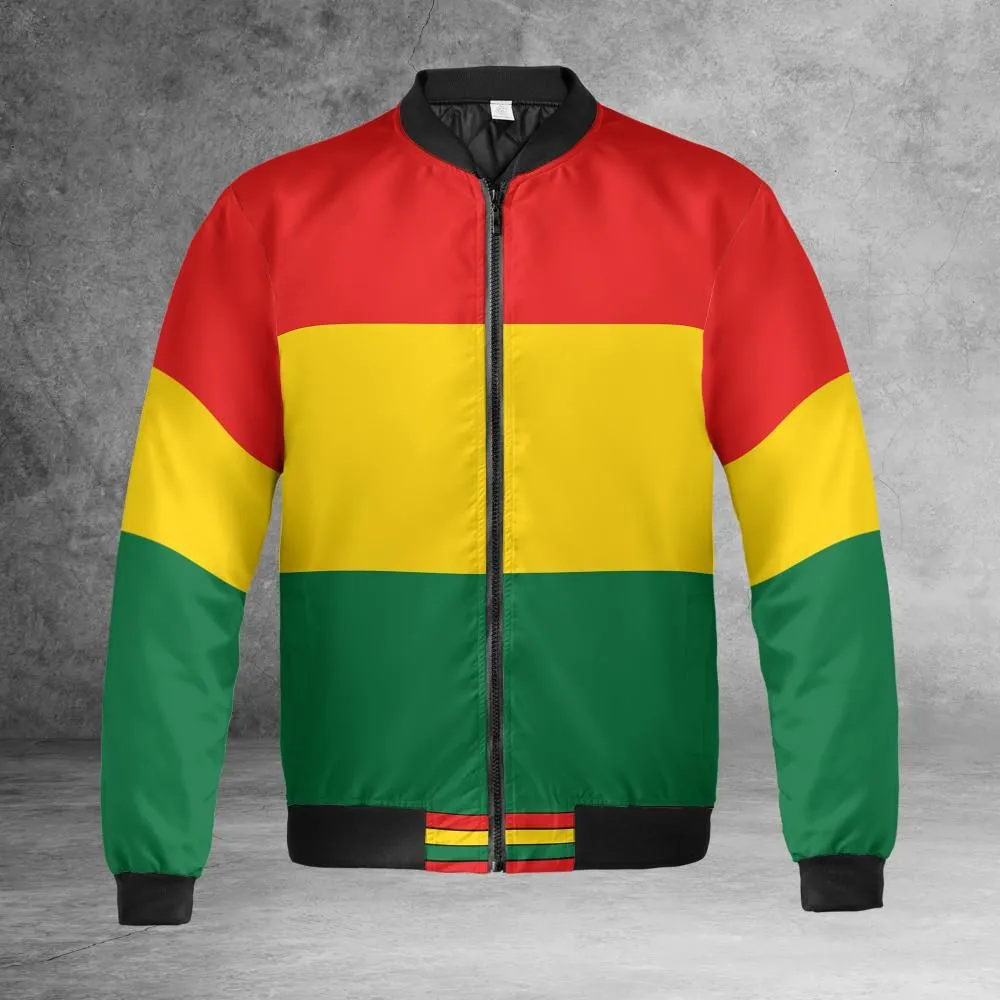 Rasta Stripes Quilted Bomber Jacket