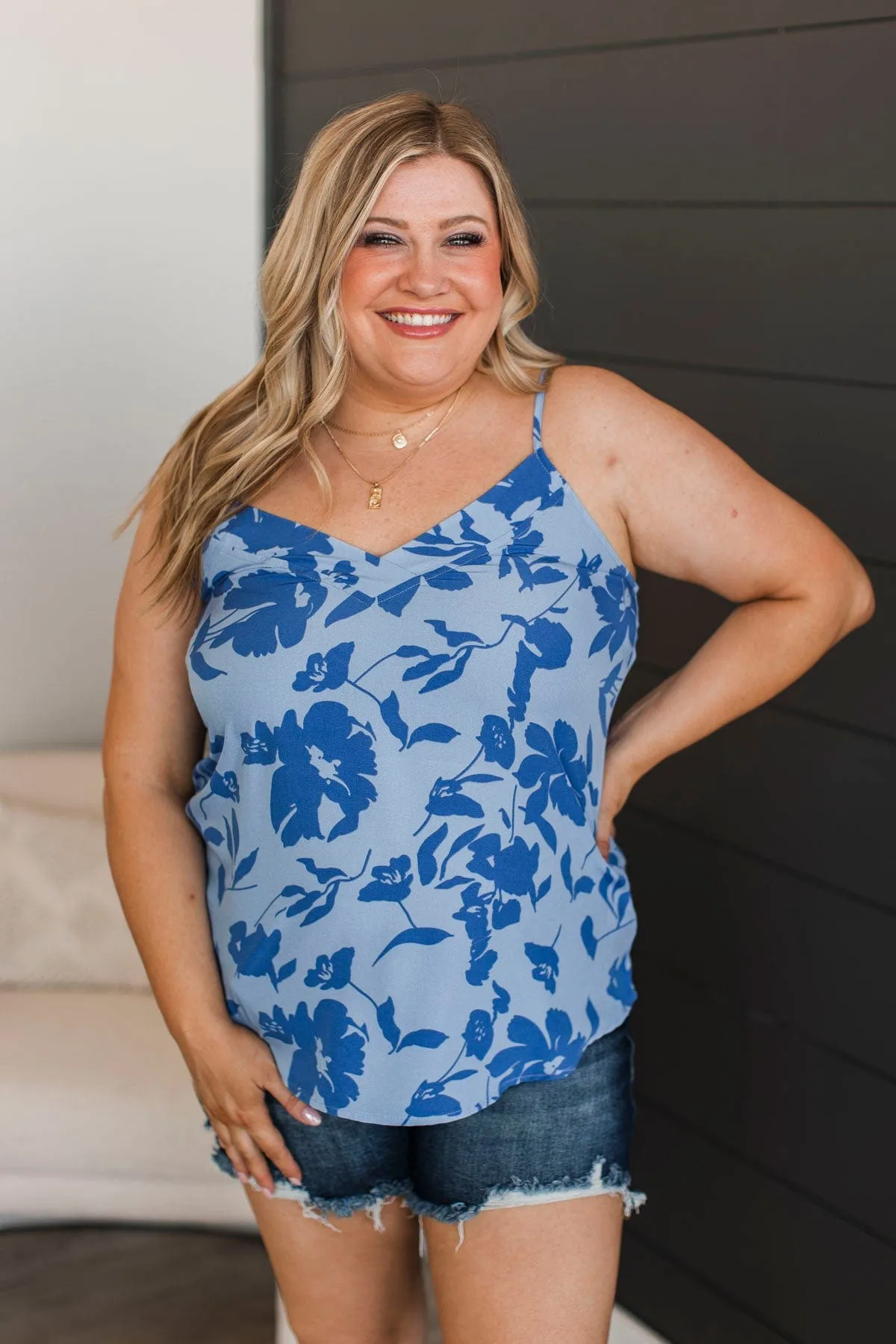 Ready For A Change Floral Tank Top- Blue