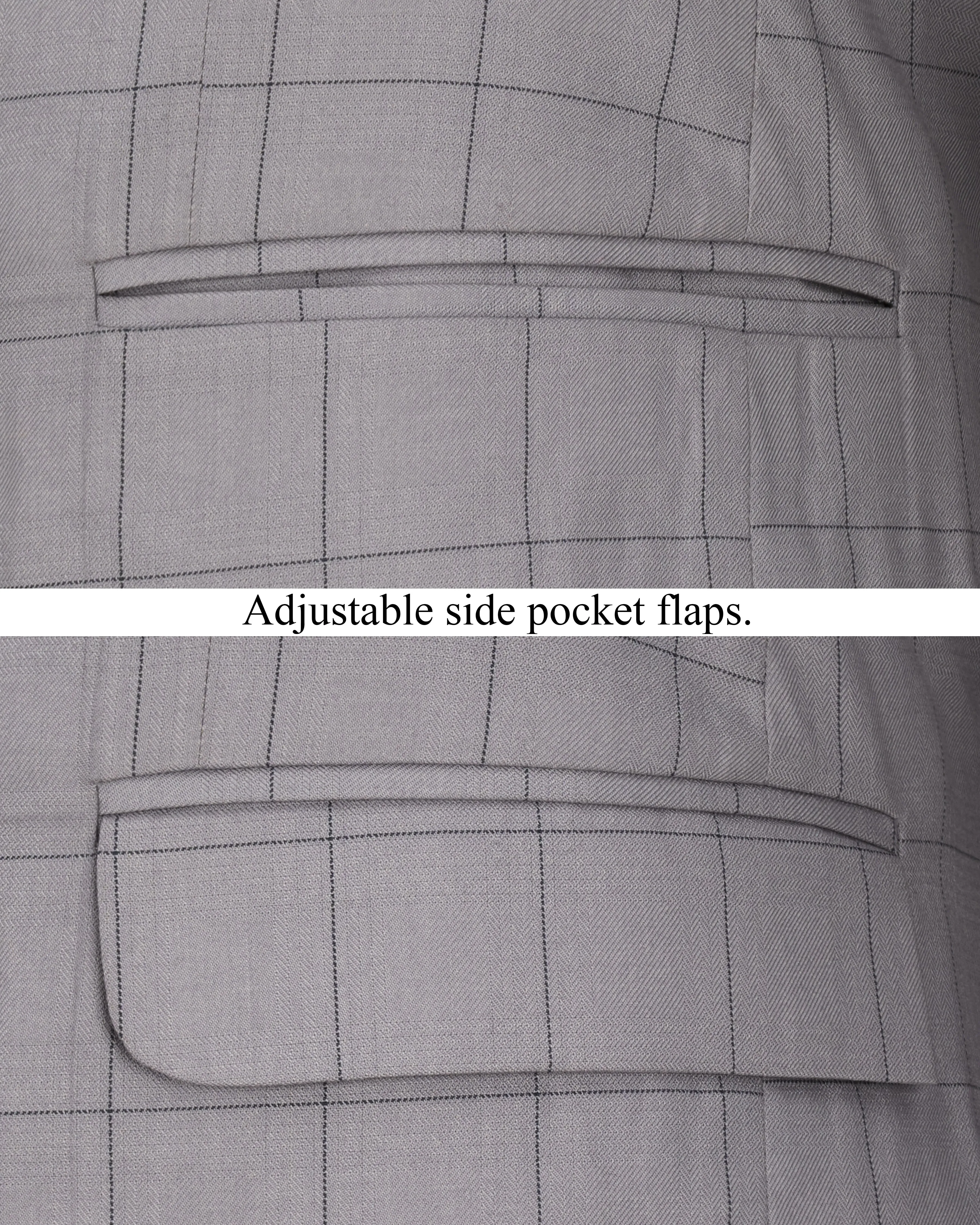 Regent Gray Windowpane Single Breasted Blazer
