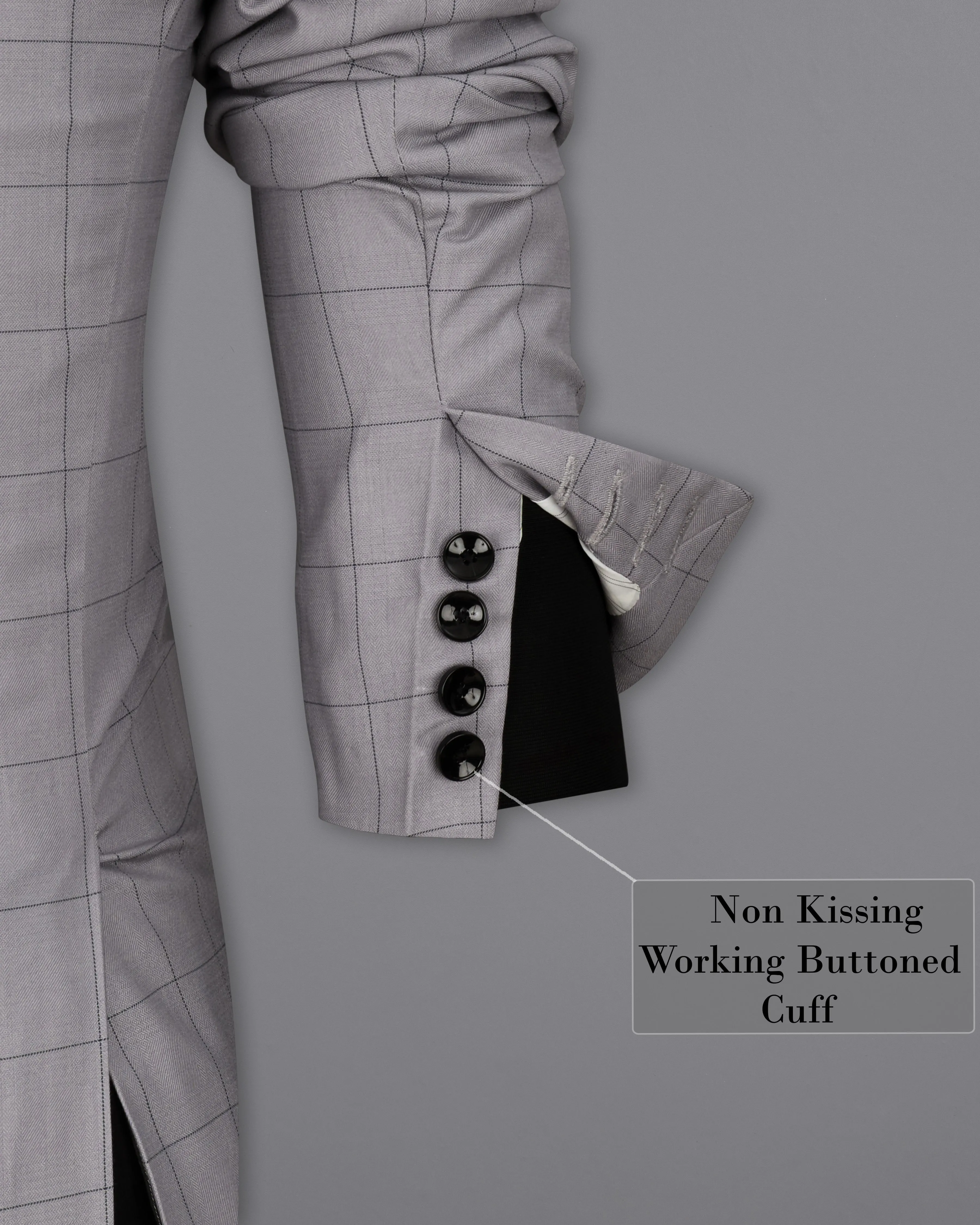Regent Gray Windowpane Single Breasted Blazer