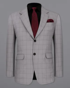 Regent Gray Windowpane Single Breasted Blazer