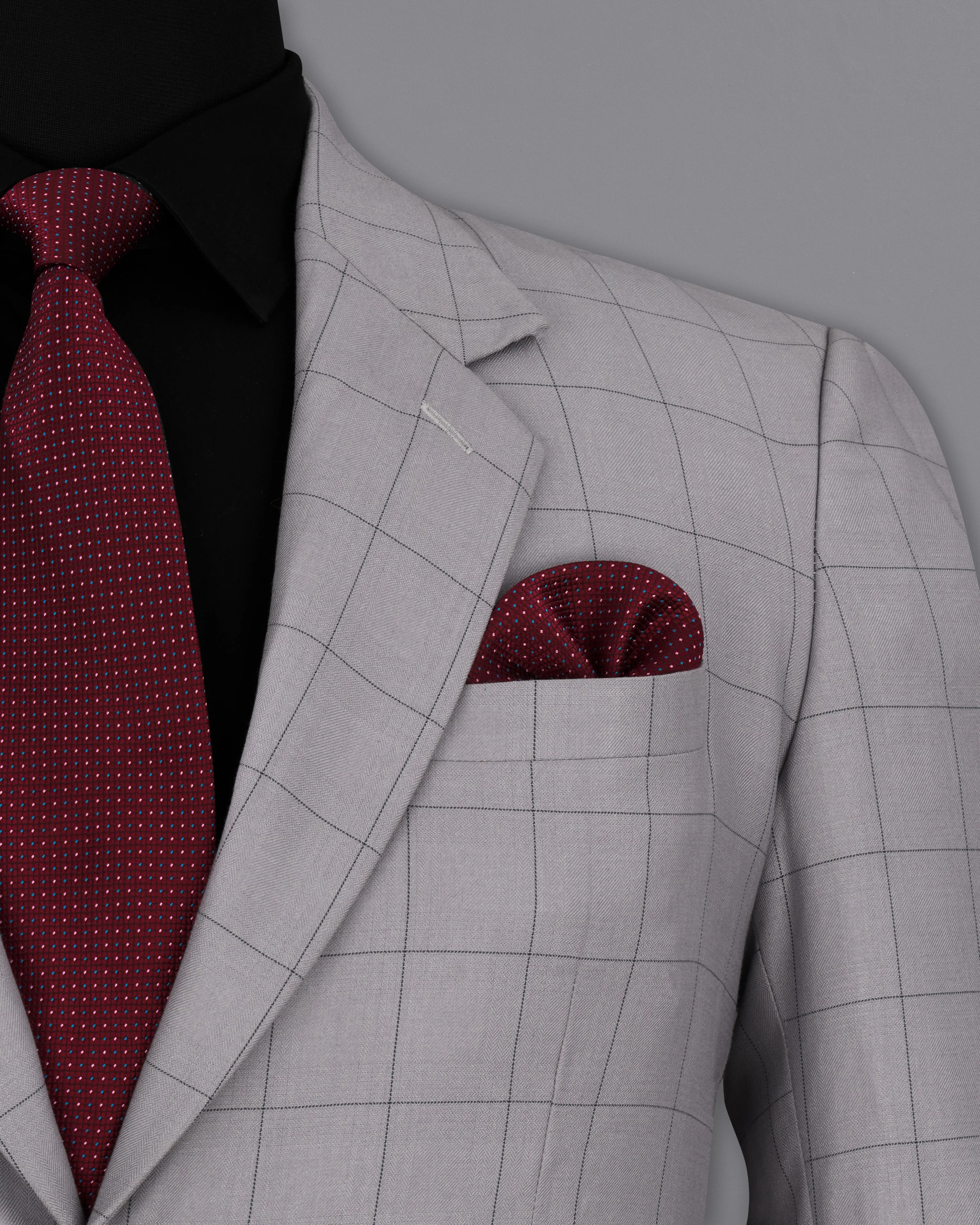 Regent Gray Windowpane Single Breasted Blazer