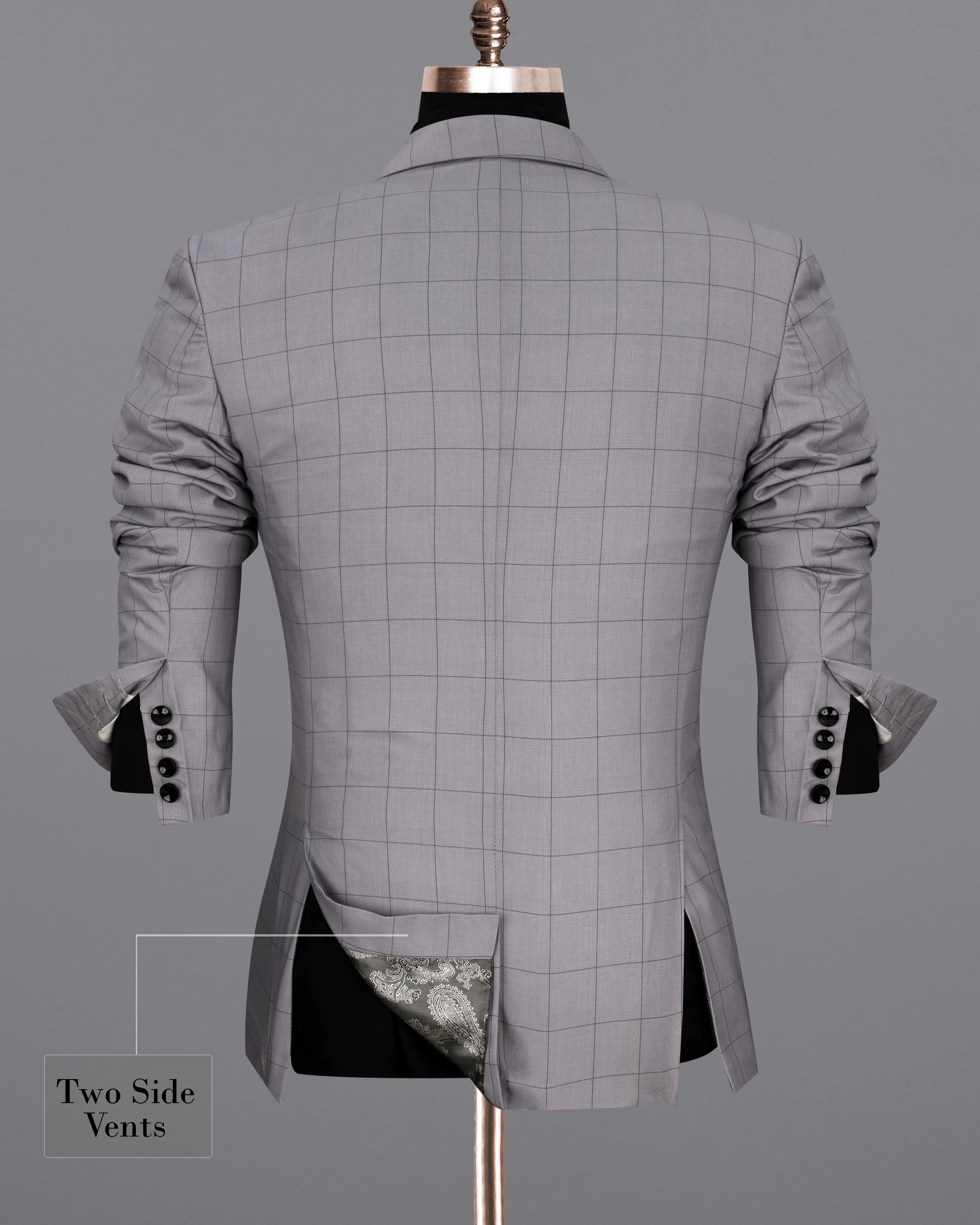 Regent Gray Windowpane Single Breasted Blazer