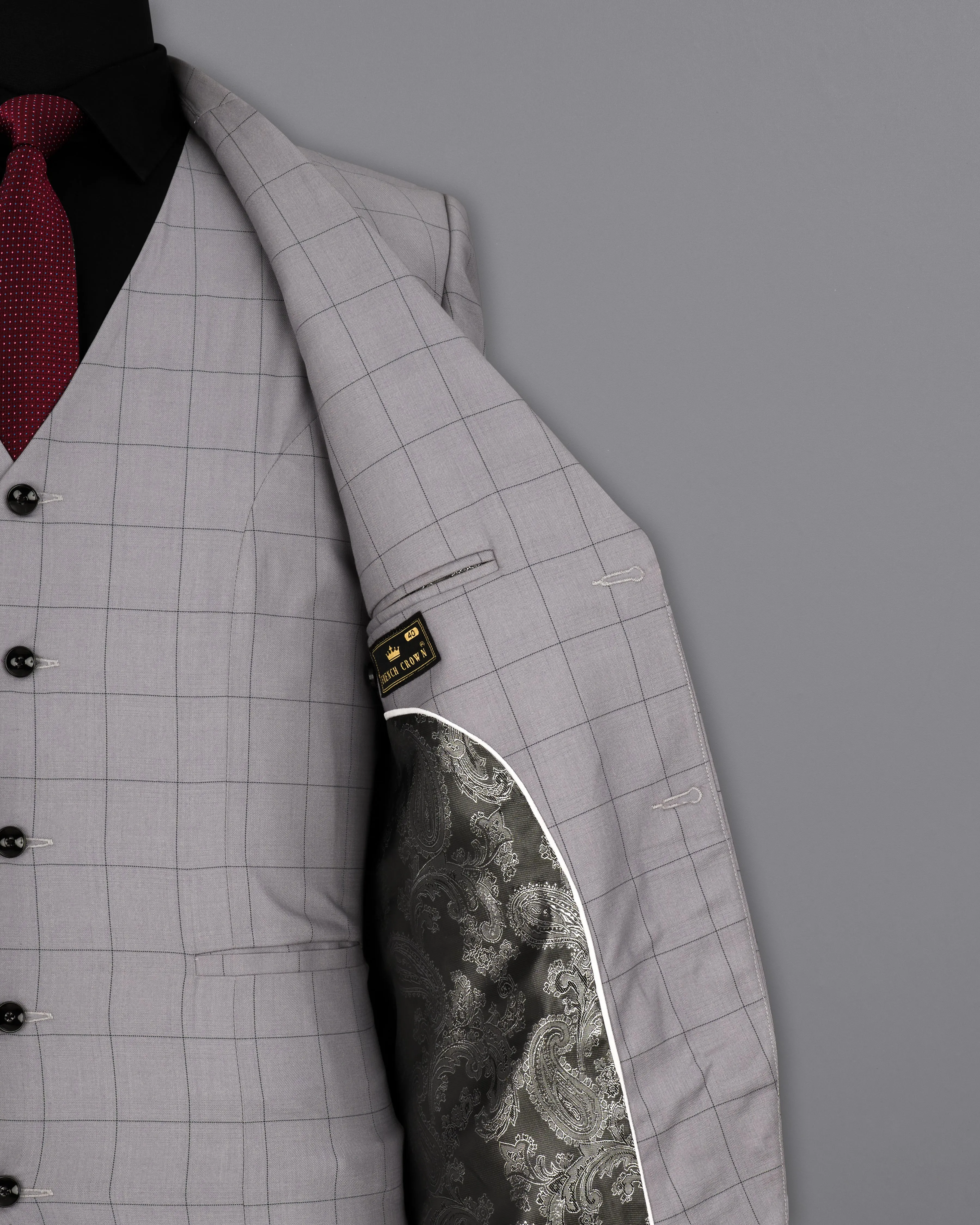 Regent Gray Windowpane Single Breasted Blazer