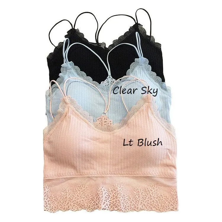 Ribbed and Lace Bralette