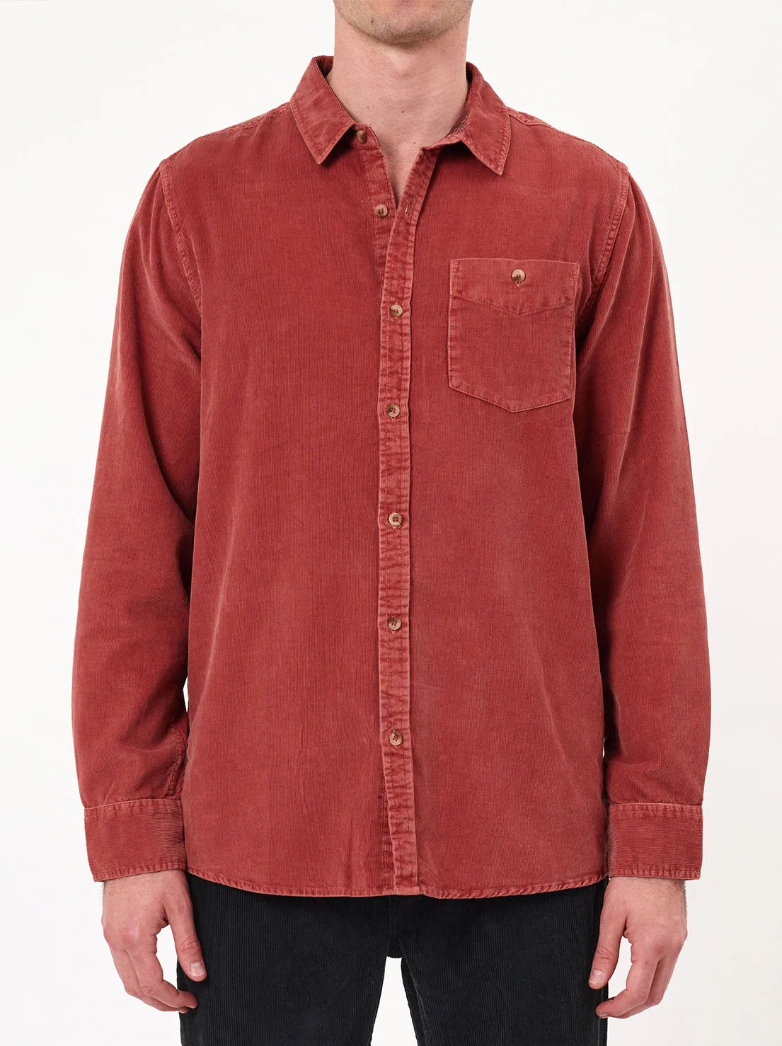 Rolla's - Men At Work Cord Check Shirt - Orange