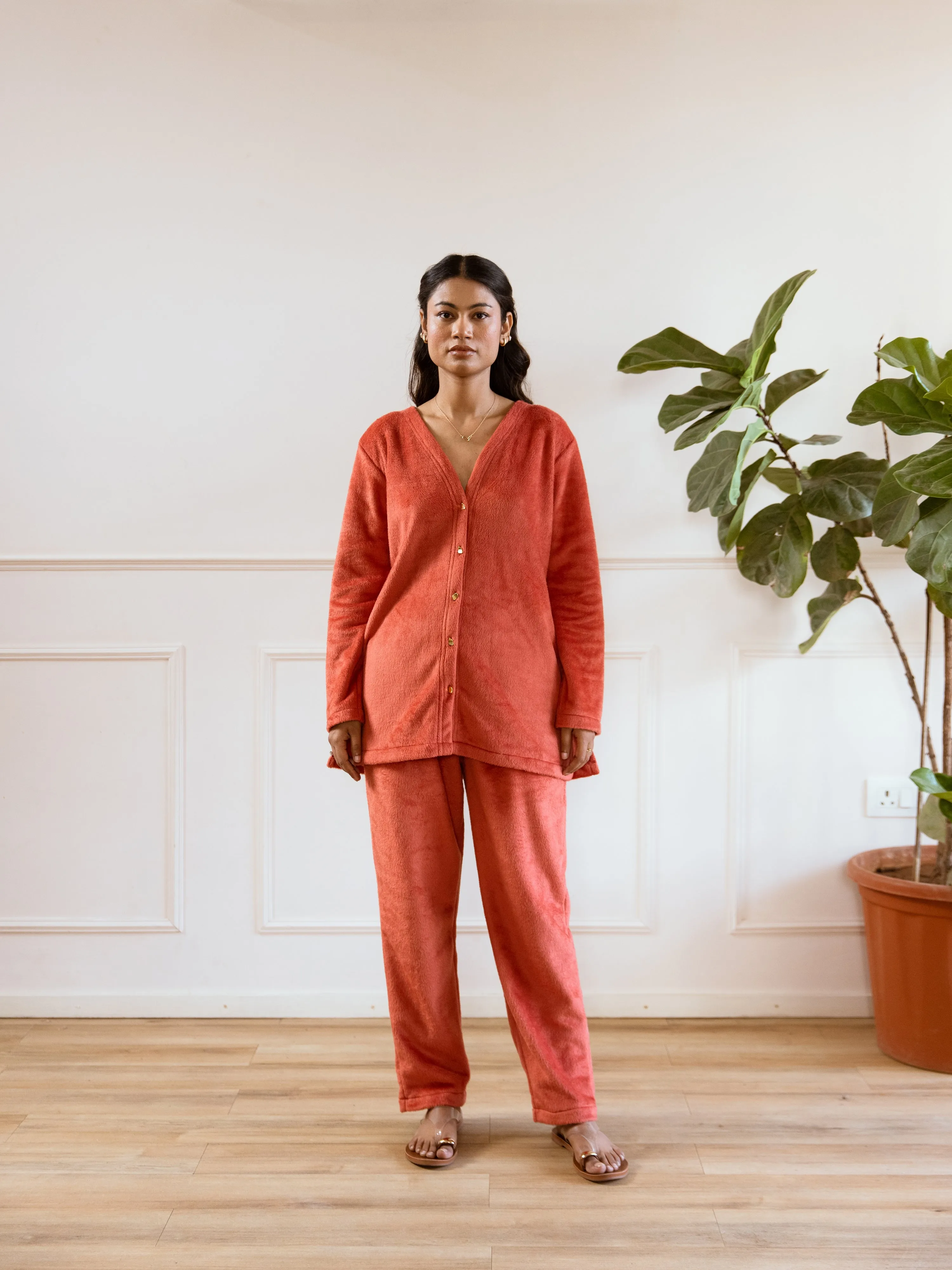 Rust Super Soft Woollen Cardigan Set