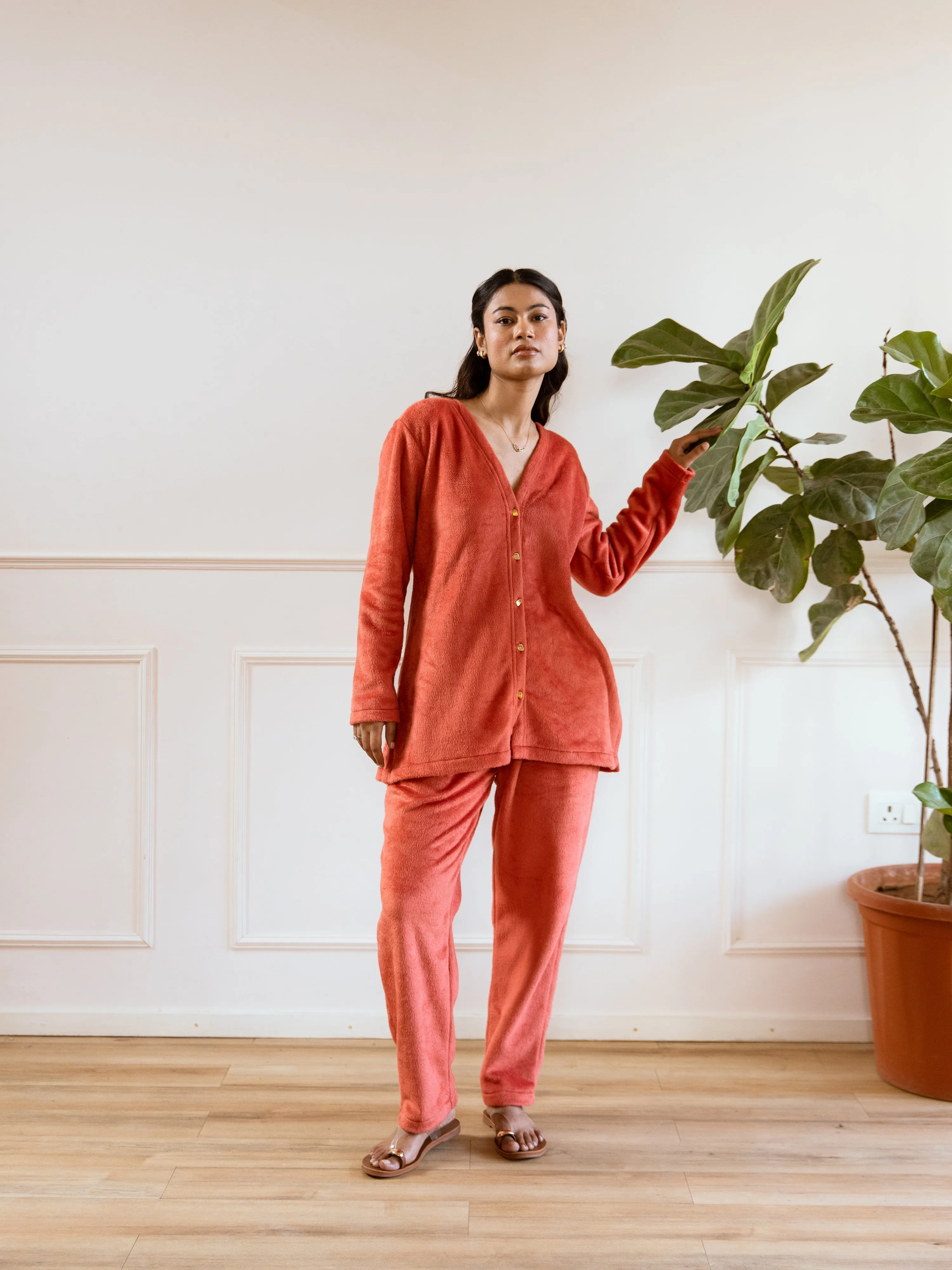 Rust Super Soft Woollen Cardigan Set