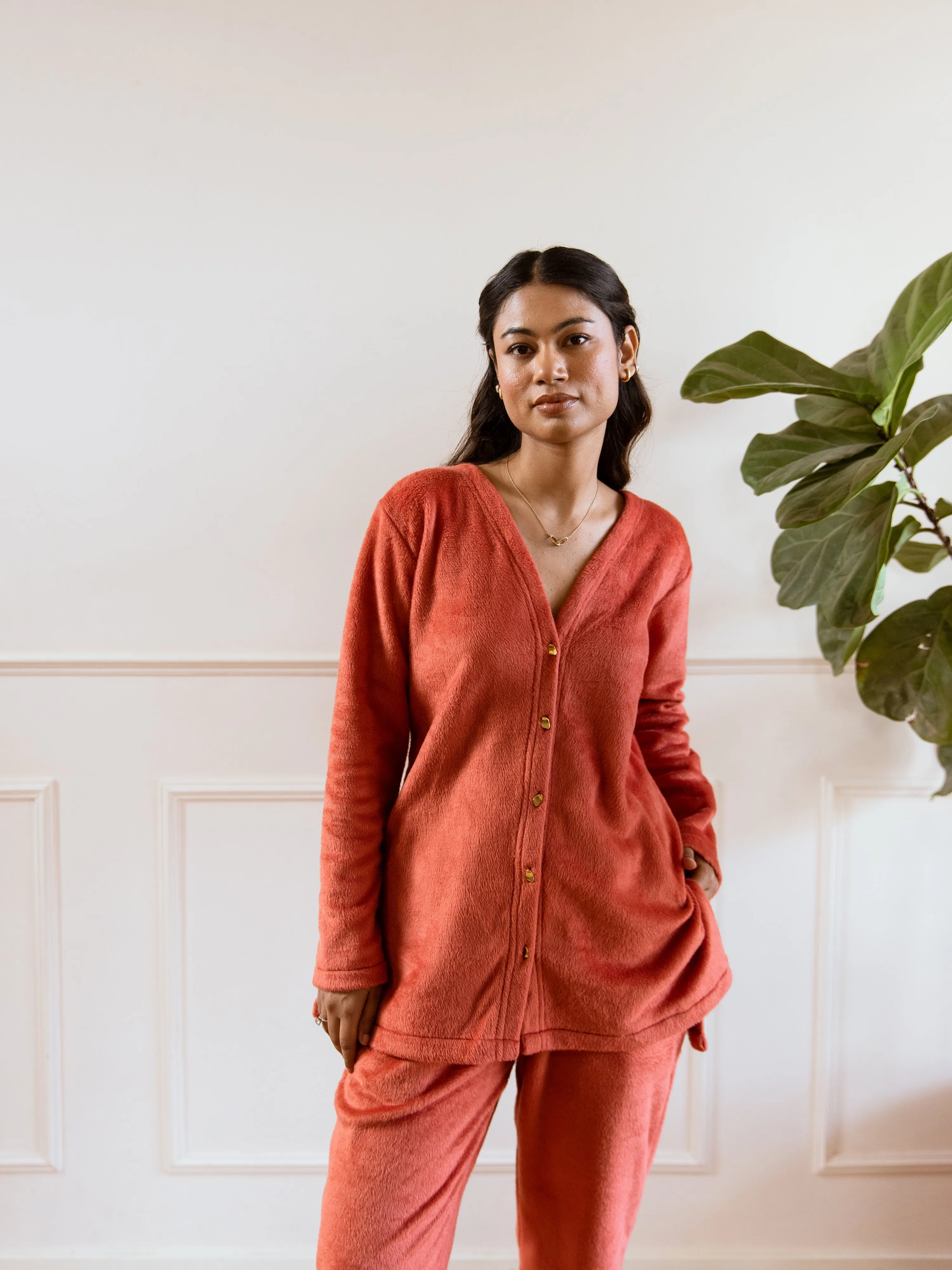 Rust Super Soft Woollen Cardigan Set