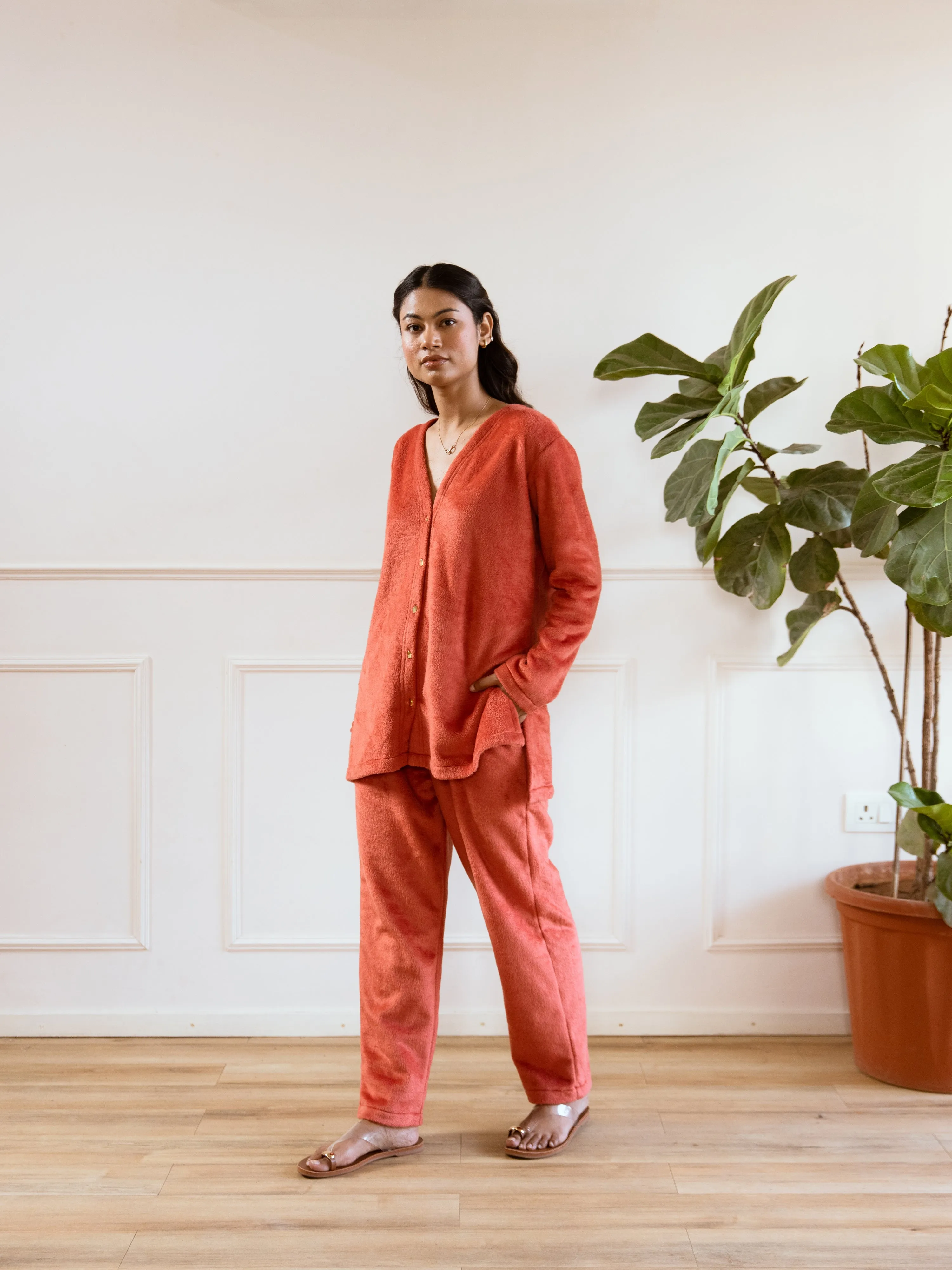 Rust Super Soft Woollen Cardigan Set