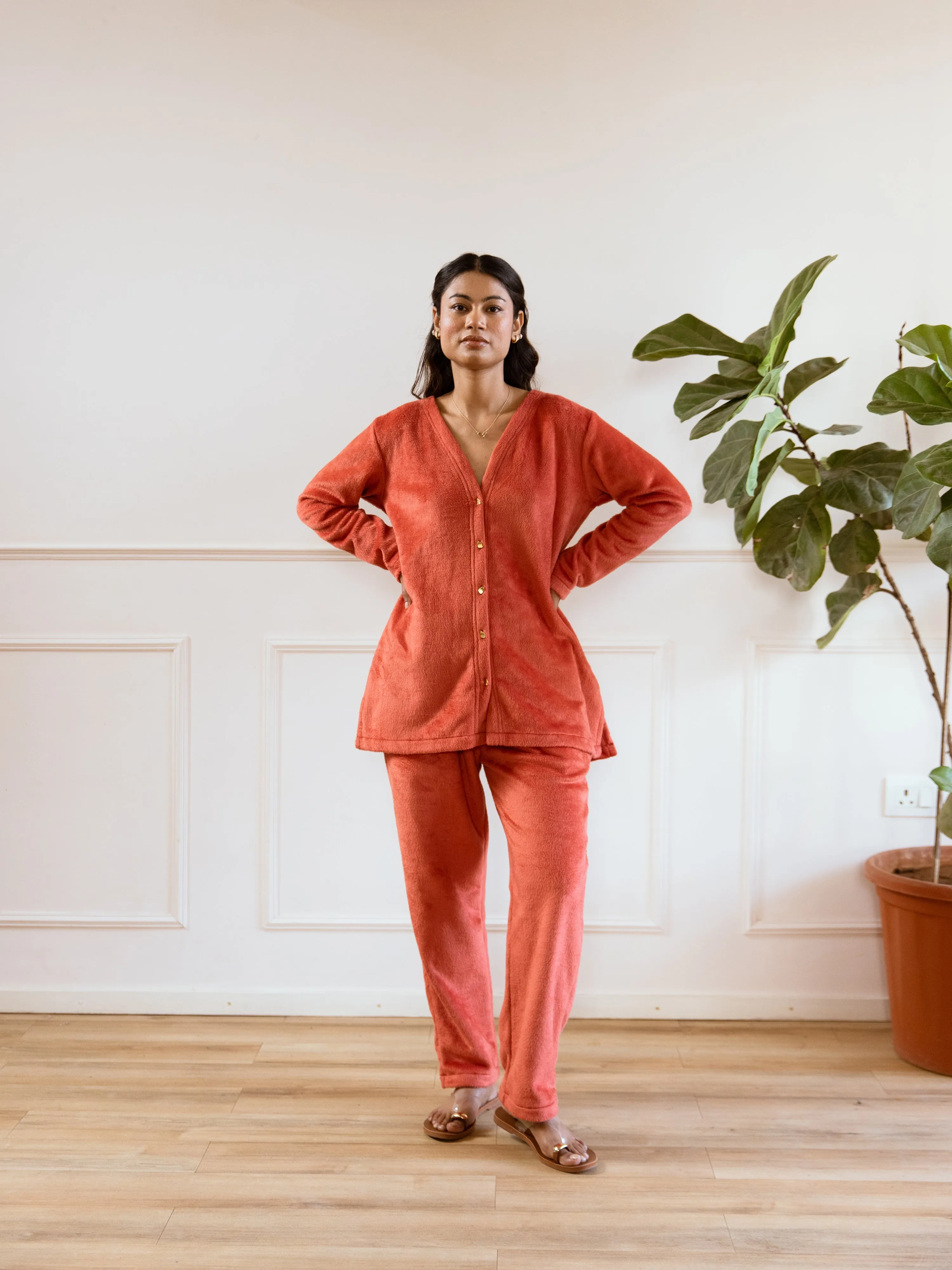 Rust Super Soft Woollen Cardigan Set