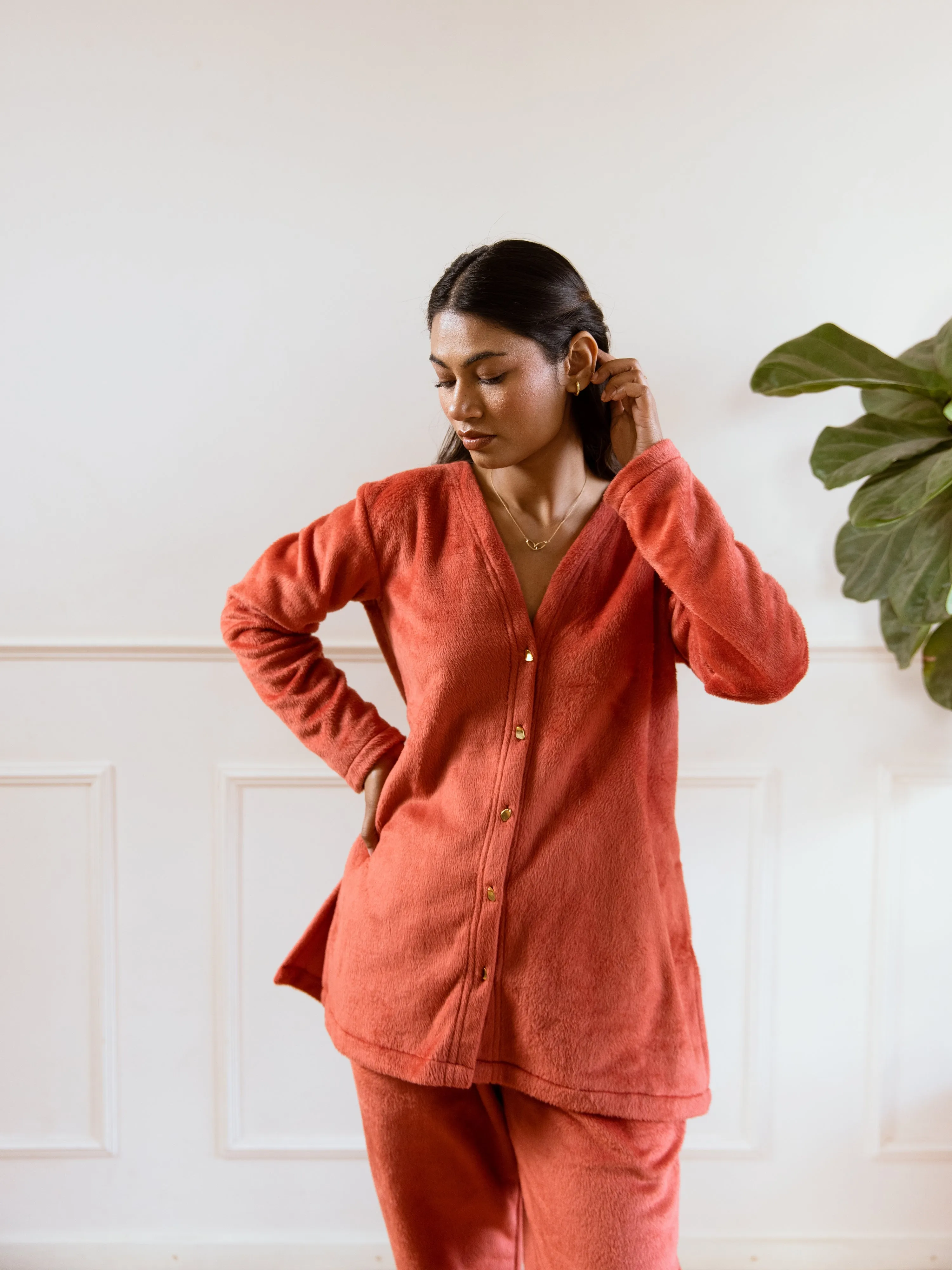 Rust Super Soft Woollen Cardigan Set