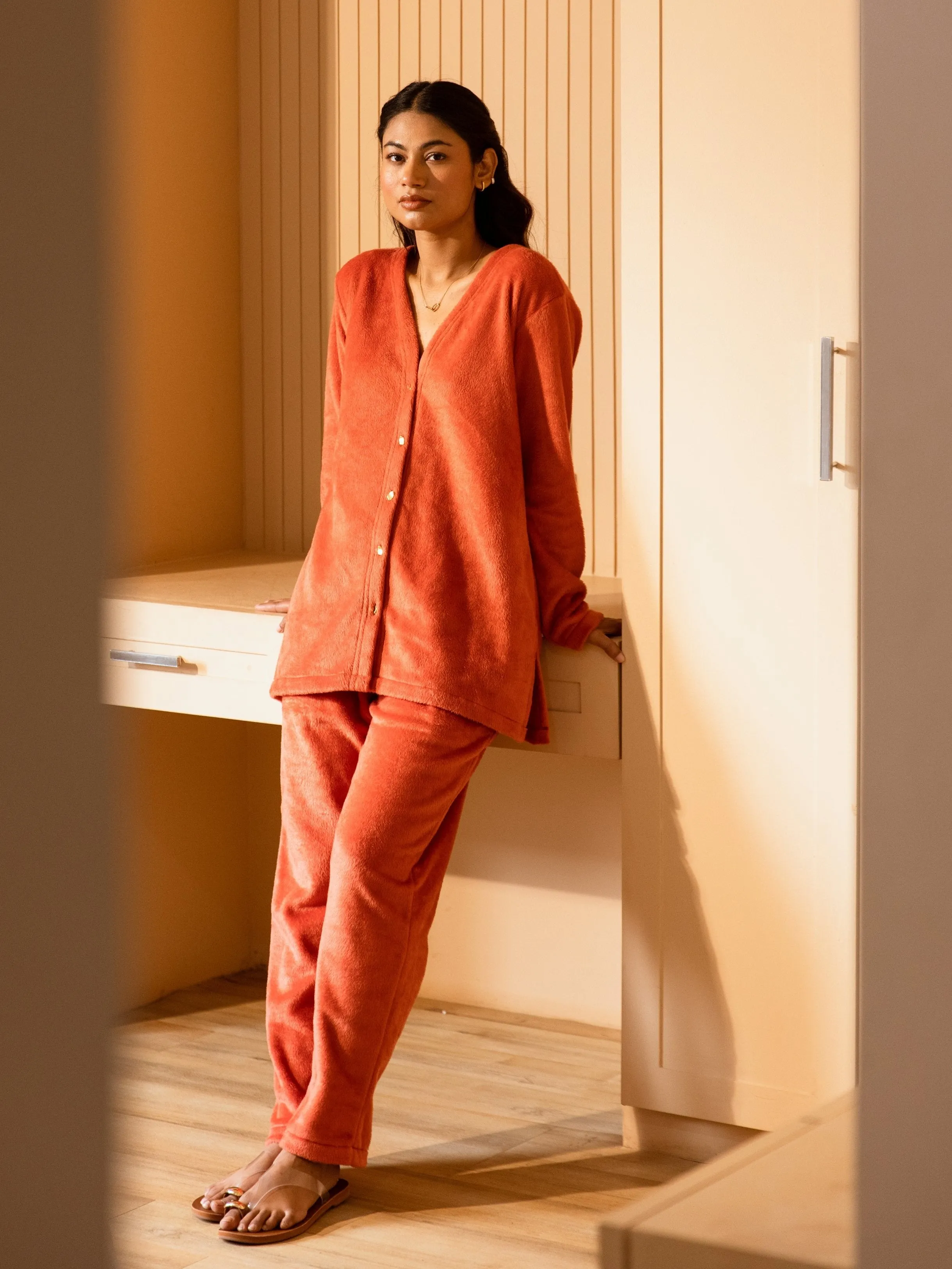 Rust Super Soft Woollen Cardigan Set