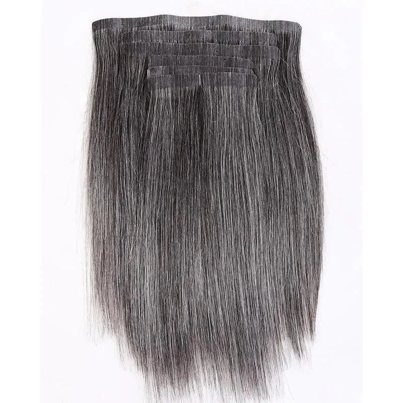 Salt & Pepper Seamless Clip In Hair Extensions Silky Straight