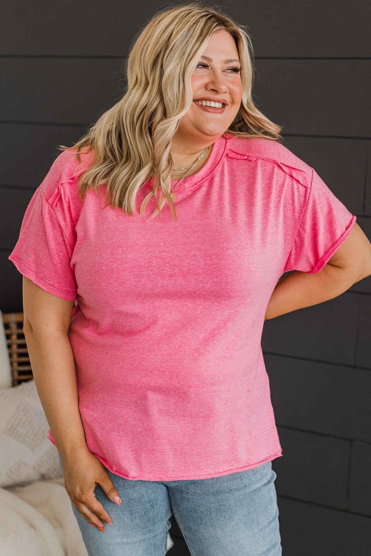 Say It's True Knit Top- Bright Pink