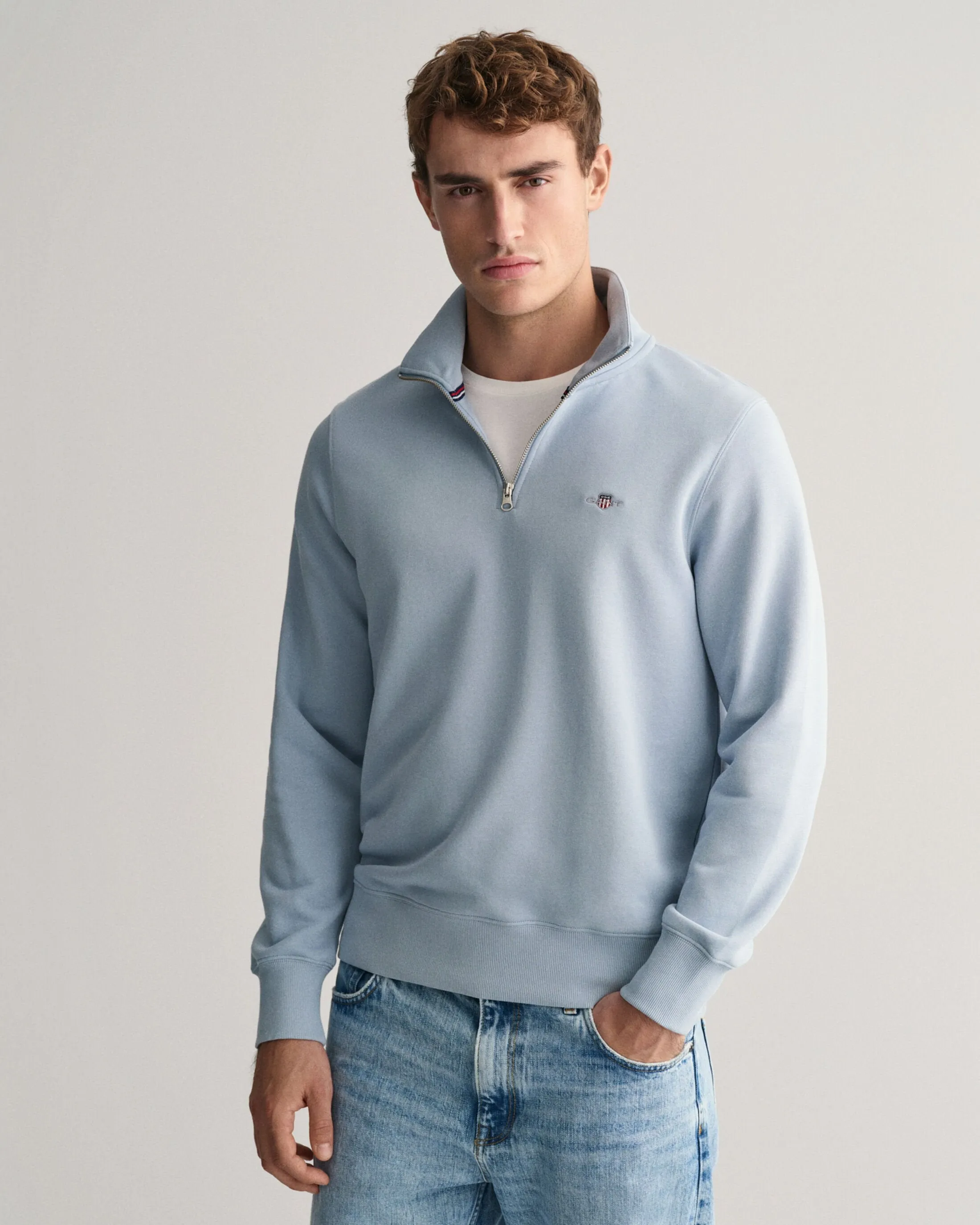 Shield Half-Zip Sweatshirt in Dove Blue