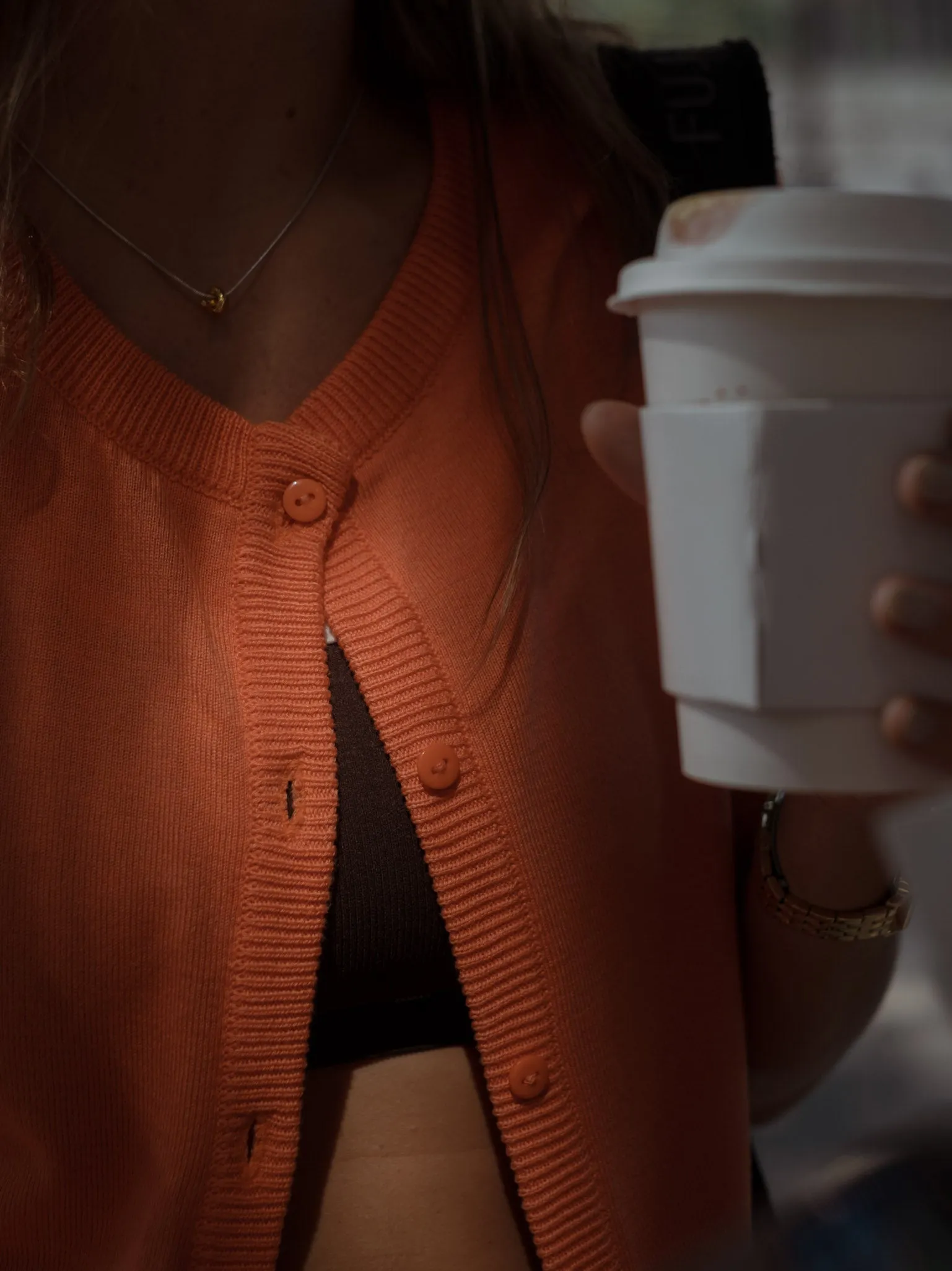 SHORT SLEEVE KNIT CARDIGAN - BRIGHT ORANGE
