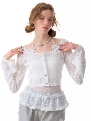 Short White Hollow Thin Jacket【s0000011679】