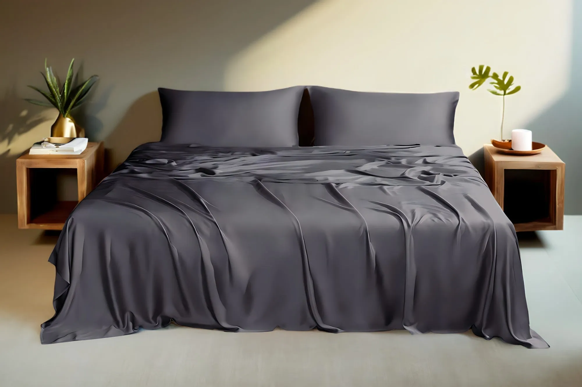 Silky Soft Organic Bamboo Pillowcase Set - Charcoal