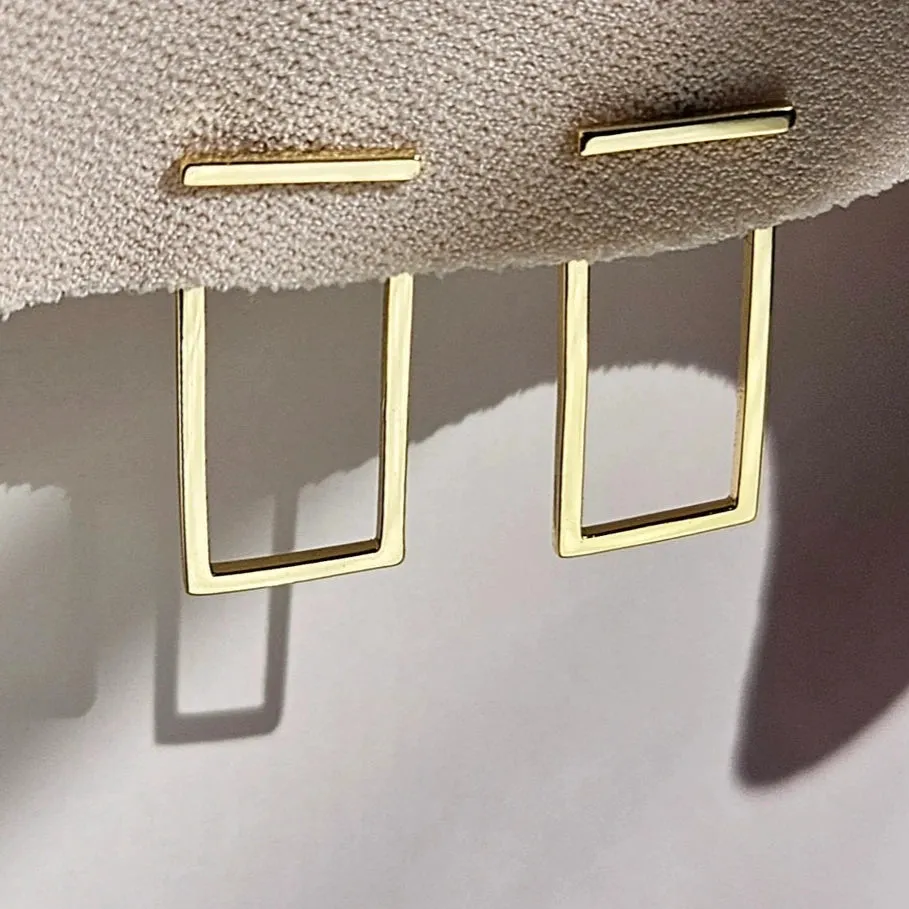 Silver Bar Stud Earring with Geometric Jacket