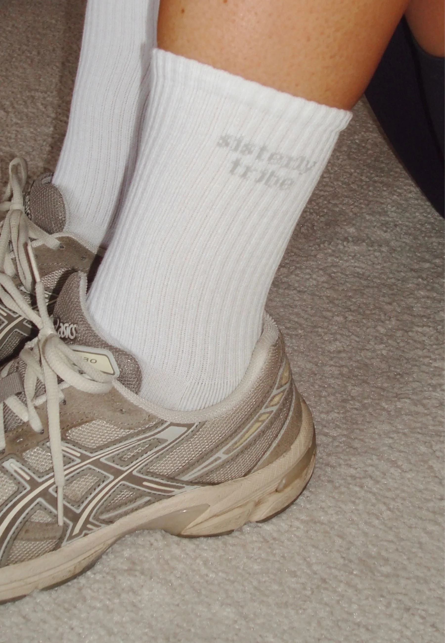 Sisterly Tribe Crew Socks - White/ Grey