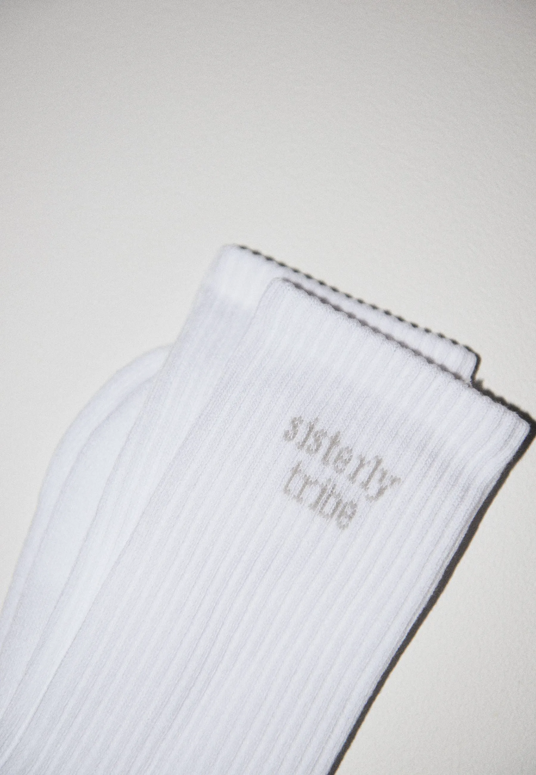 Sisterly Tribe Crew Socks - White/ Grey