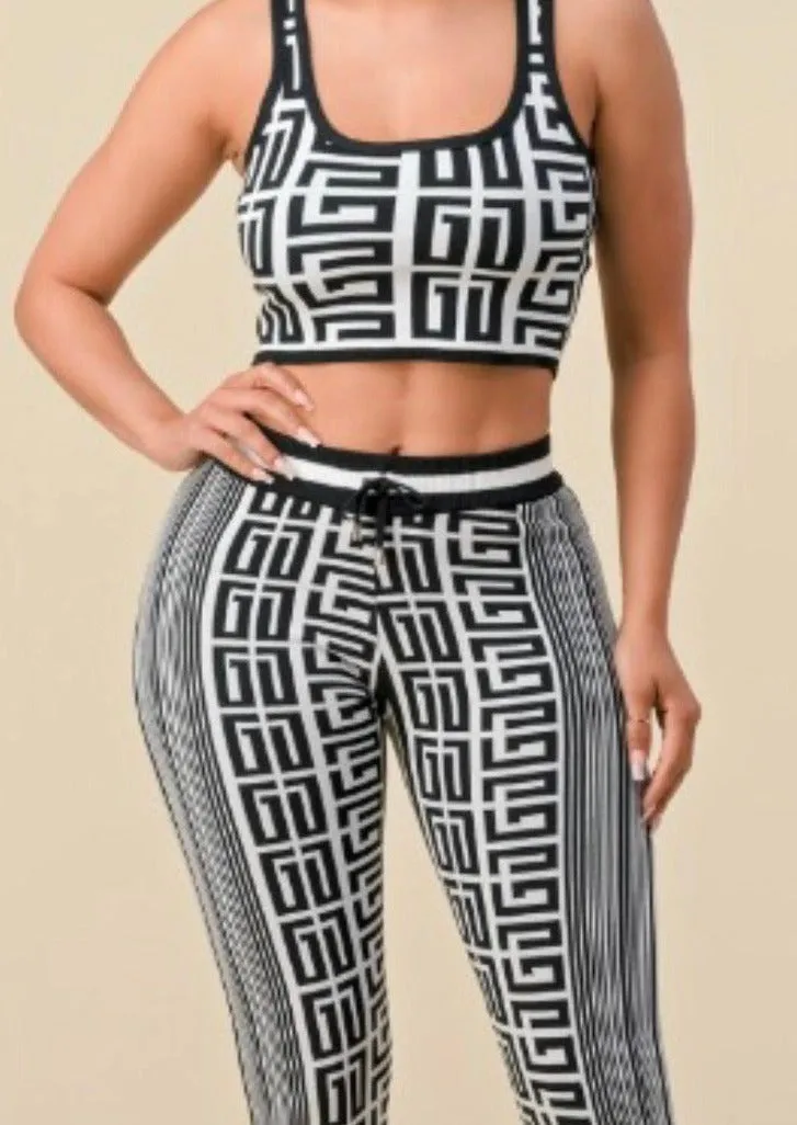 Sleeveless 2 Piece Monogram Knit Set