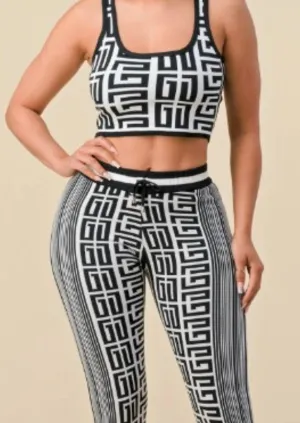 Sleeveless 2 Piece Monogram Knit Set