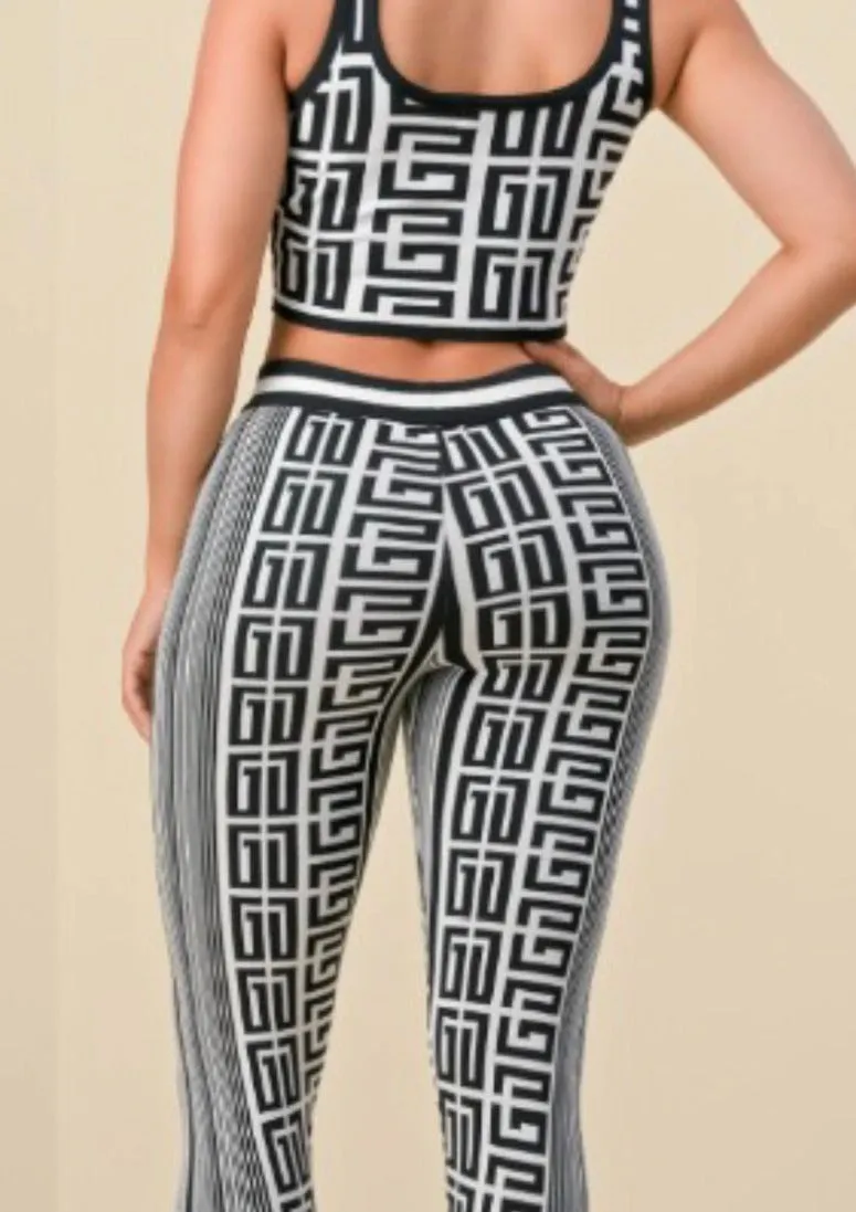 Sleeveless 2 Piece Monogram Knit Set