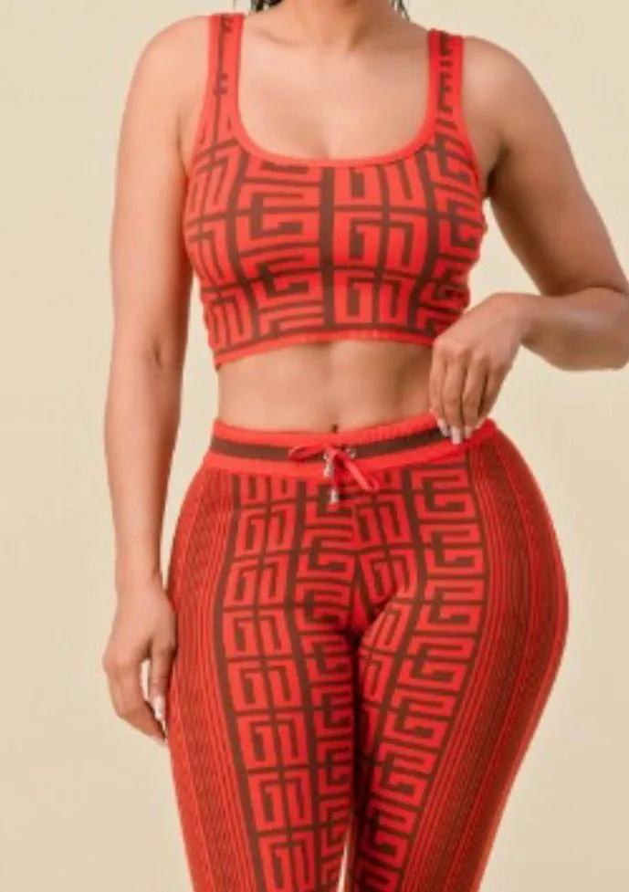 Sleeveless 2 Piece Monogram Knit Set