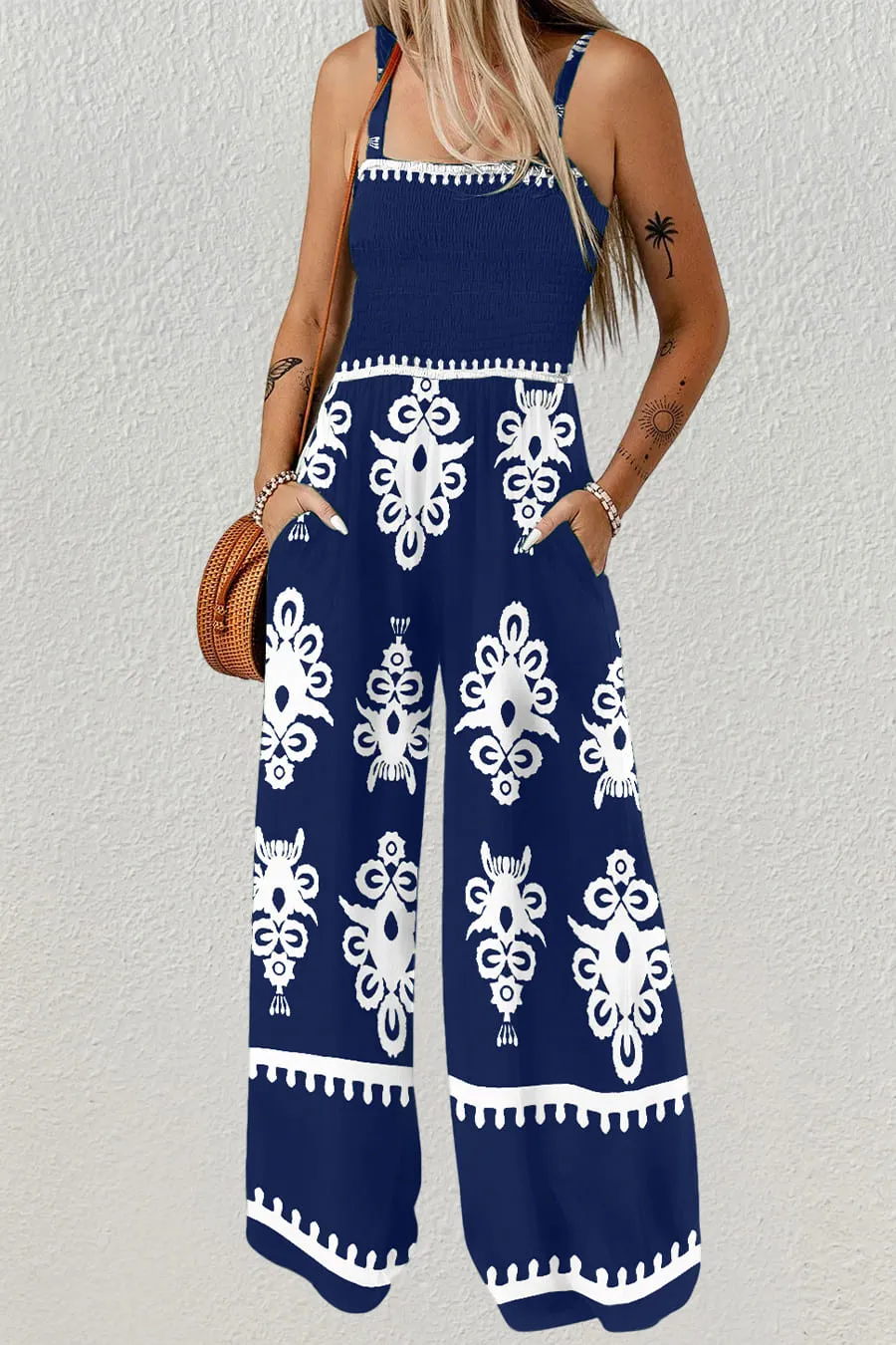 Sleeveless Wide-Leg Romper&Jumpsuit
