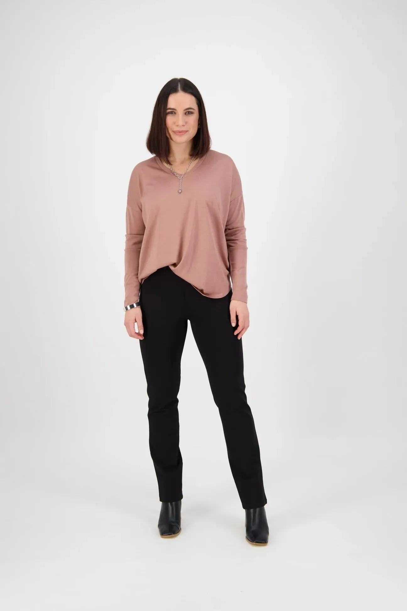 Slim Leg Ponti Pant with Fly - 5803 Black