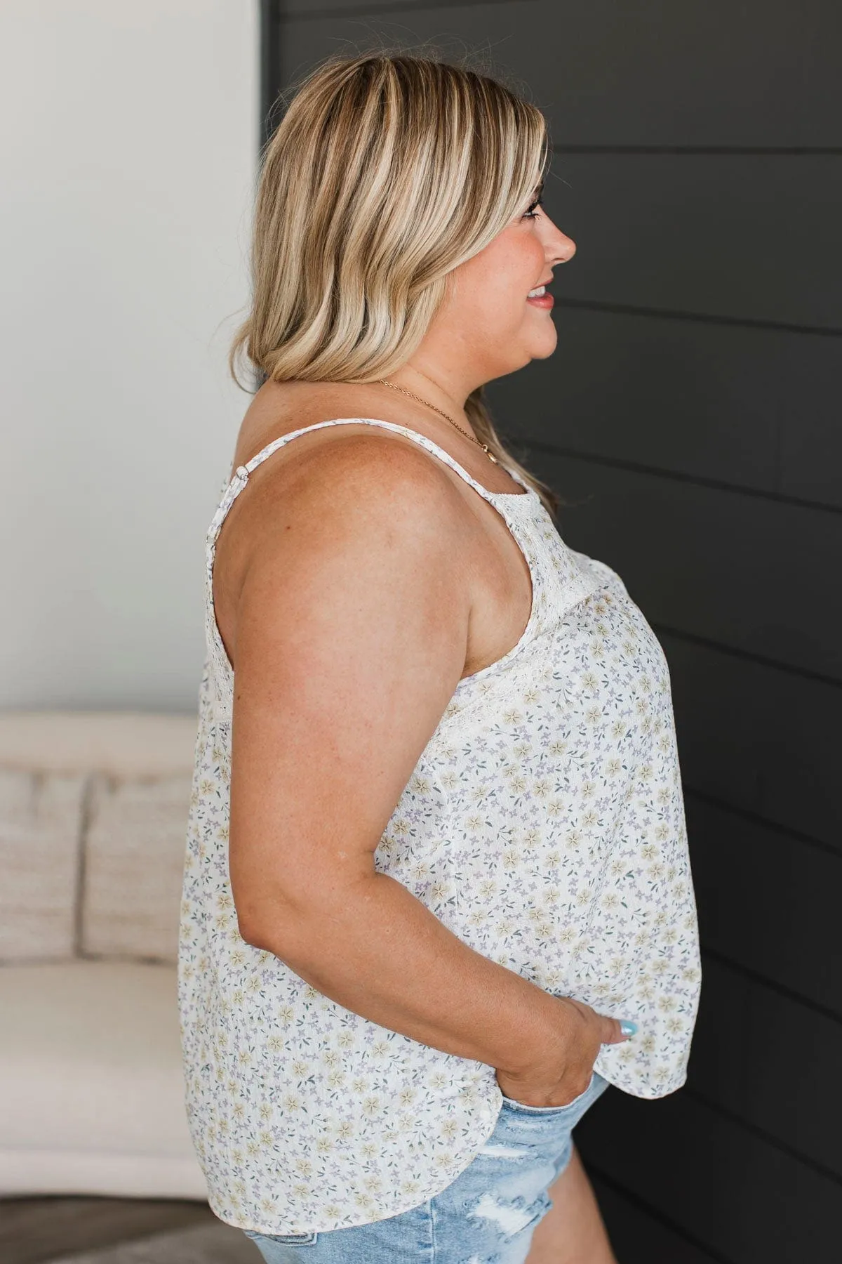 Smiles Guaranteed Floral Tank Top- Ivory