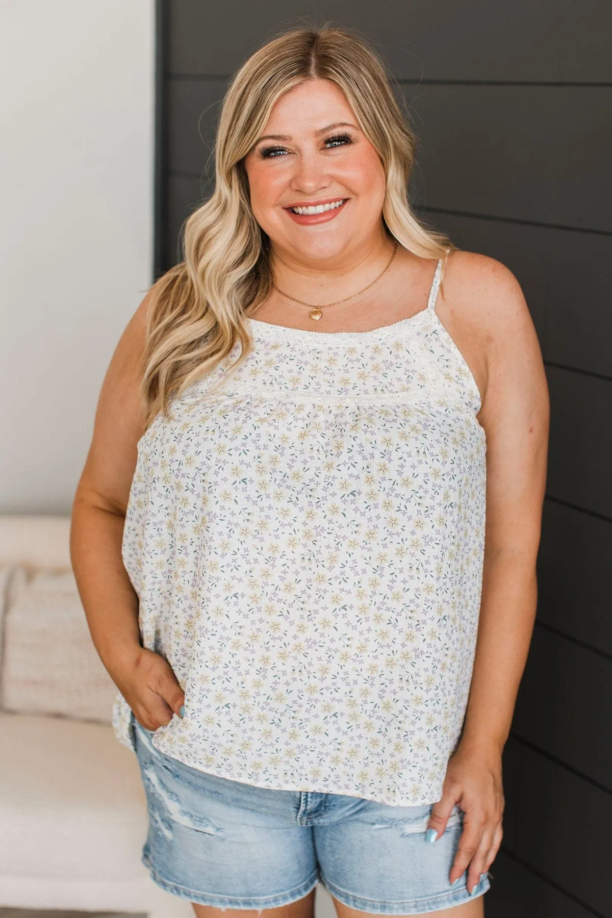 Smiles Guaranteed Floral Tank Top- Ivory