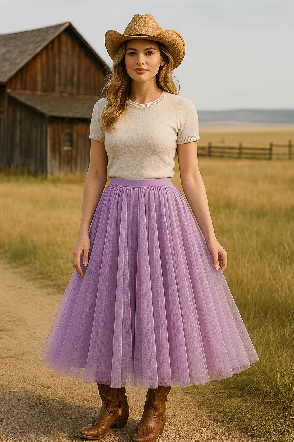 Soft Tulle A-Line Midi Skirt with Elastic Waistband