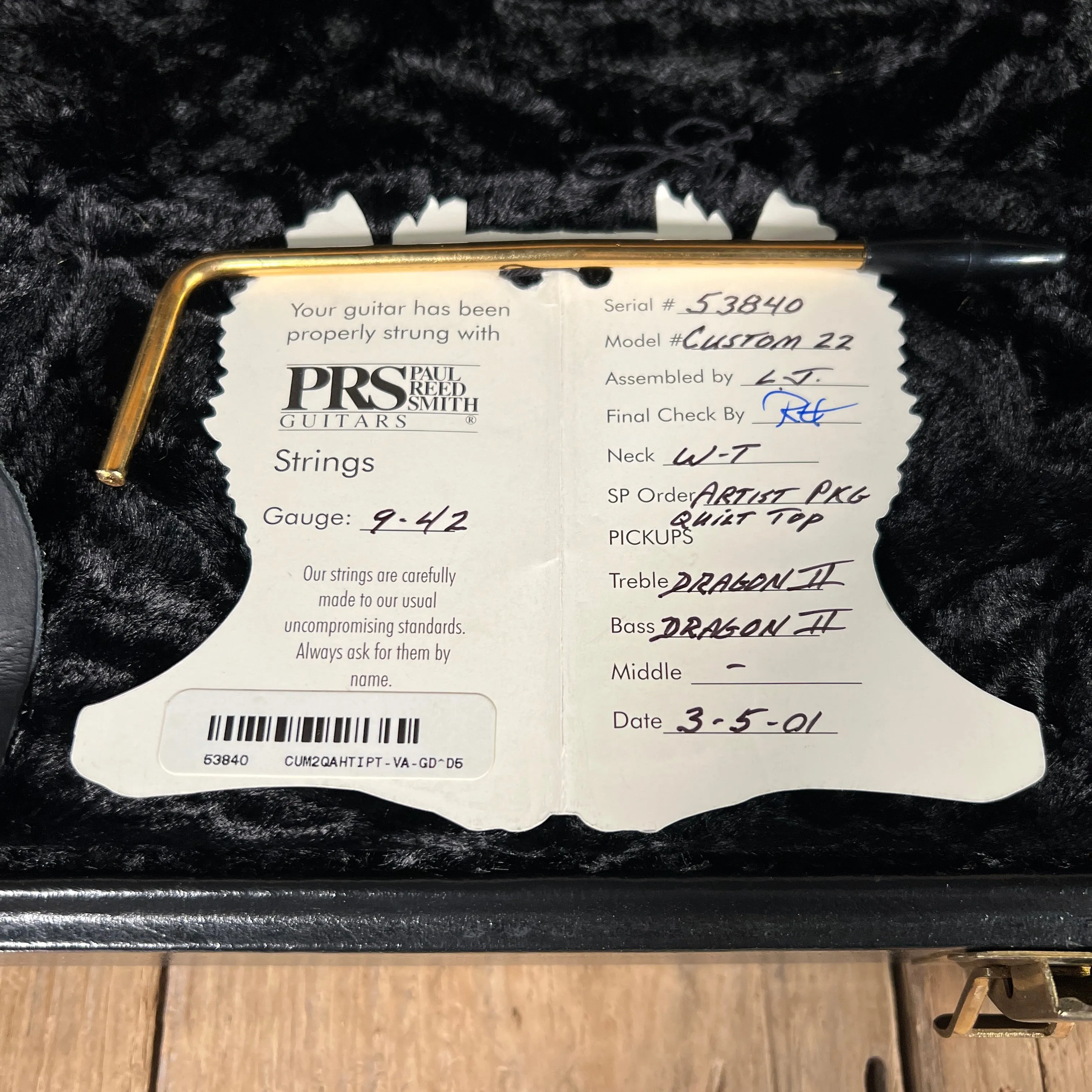 SOLD - PRS Custom 22 Artist Quilt Dragon Pickups Gold Hardware wide thin 2001 Violin Amber