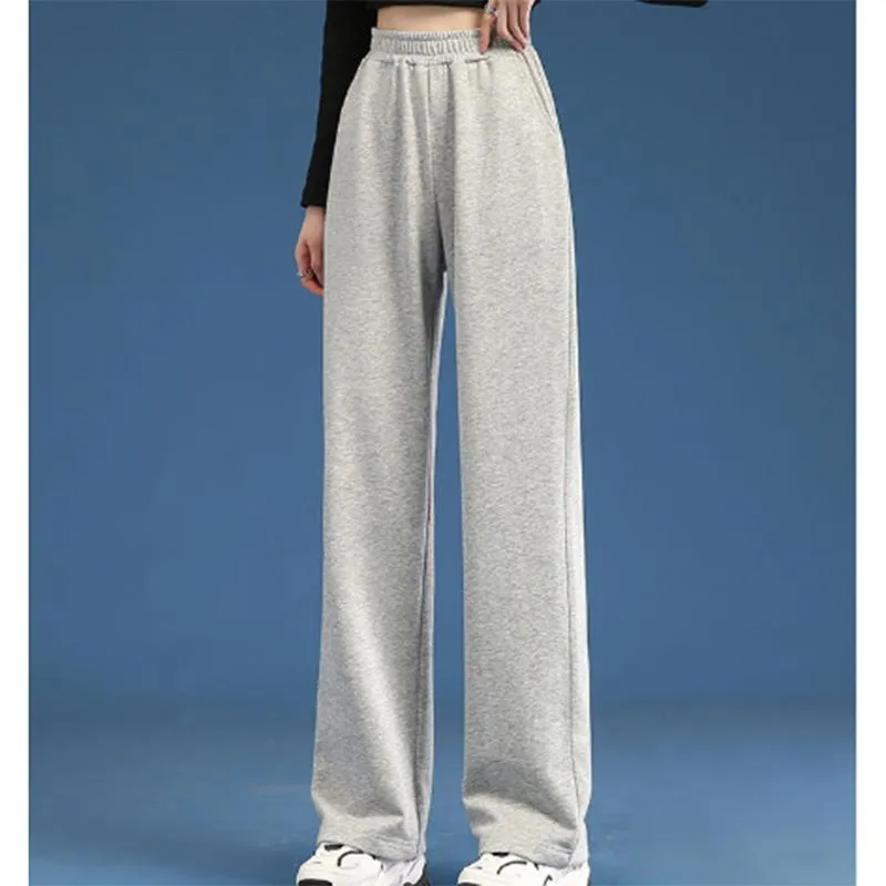 Sports Pants Women's Solid Color Spring and Autumn High Waist Drape Loose Spring and Autumn Straight Casual Wide Leg Slim Pants