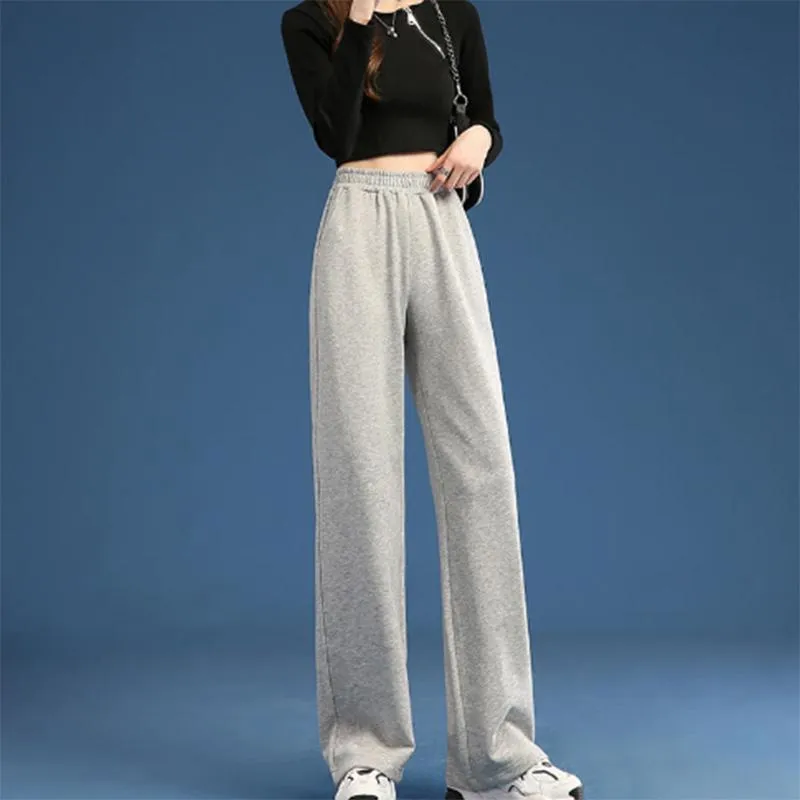 Sports Pants Women's Solid Color Spring and Autumn High Waist Drape Loose Spring and Autumn Straight Casual Wide Leg Slim Pants