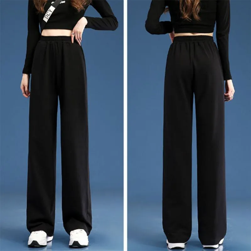 Sports Pants Women's Solid Color Spring and Autumn High Waist Drape Loose Spring and Autumn Straight Casual Wide Leg Slim Pants