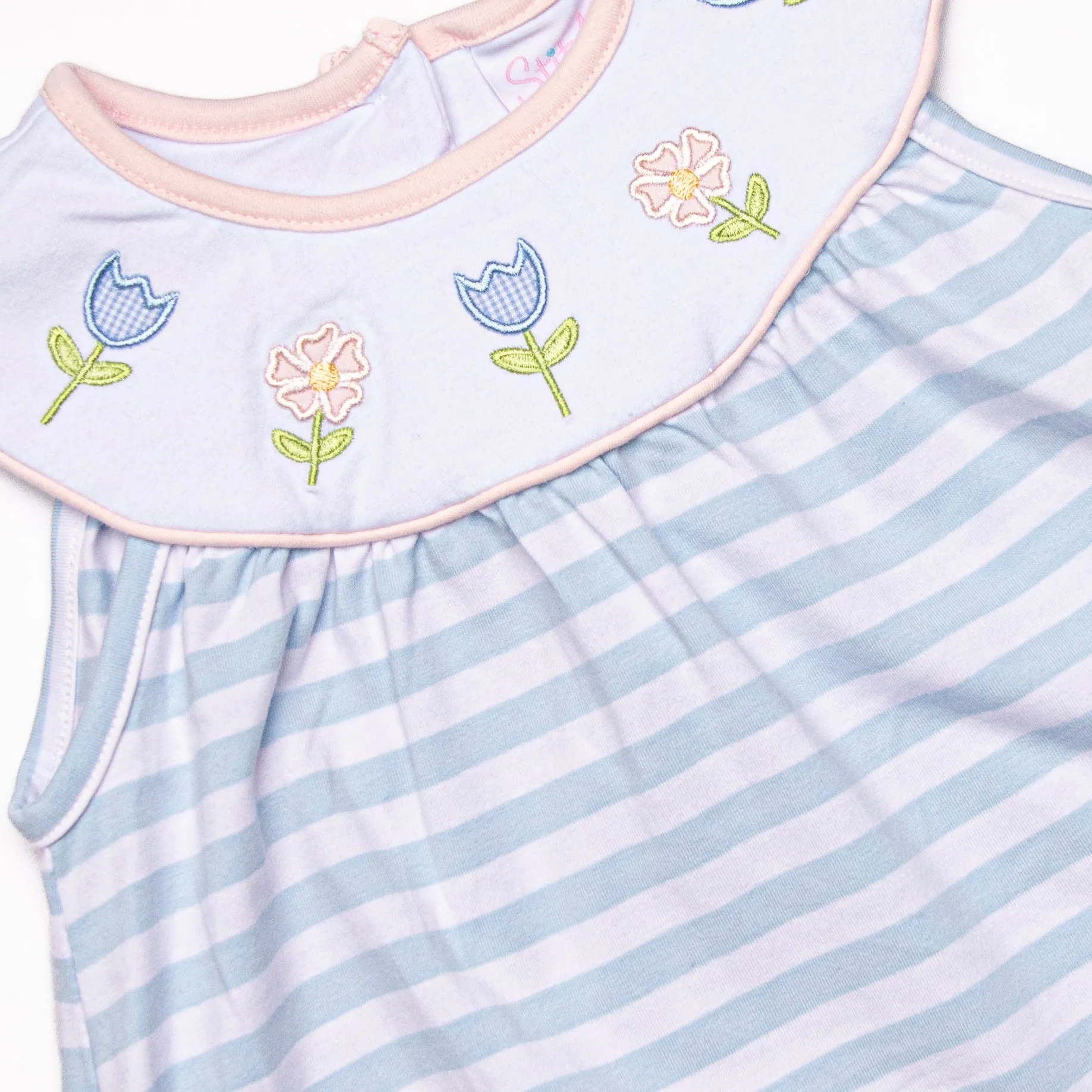 Springtime Sprouts Applique Bloomer Set, Blue