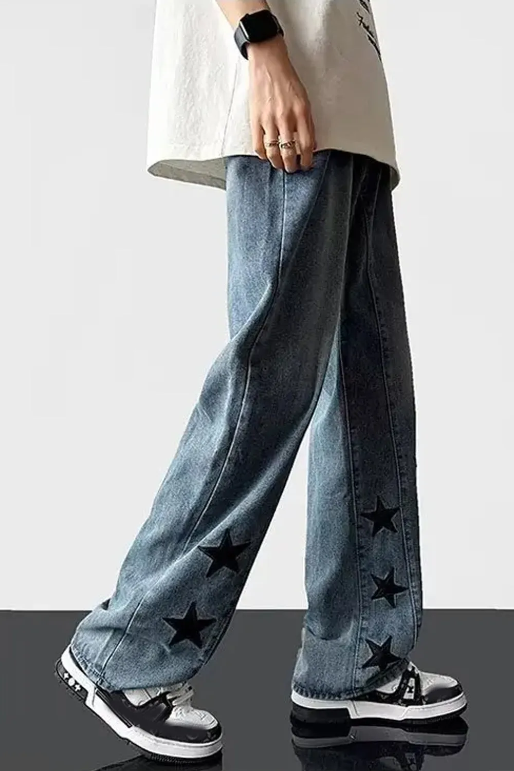 Stars Pattern Loose Jeans Pants