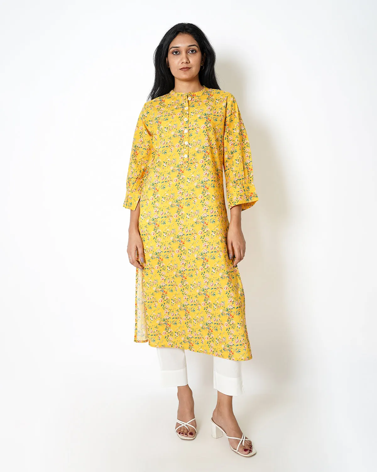 Summer Sunshine Floral Print Cotton Kurta Set